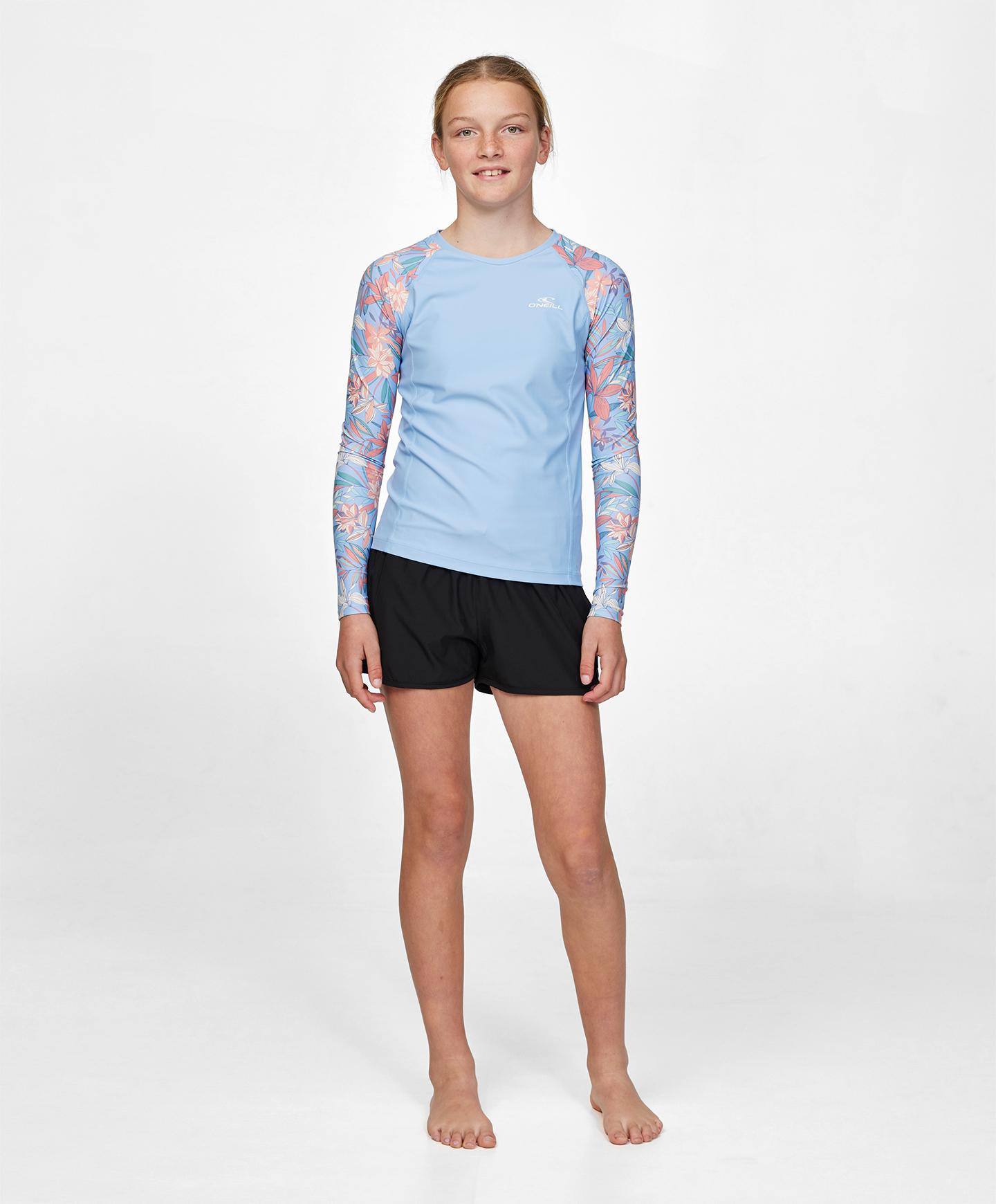 Girls Nixie LS Rash Vest - Blue Floral