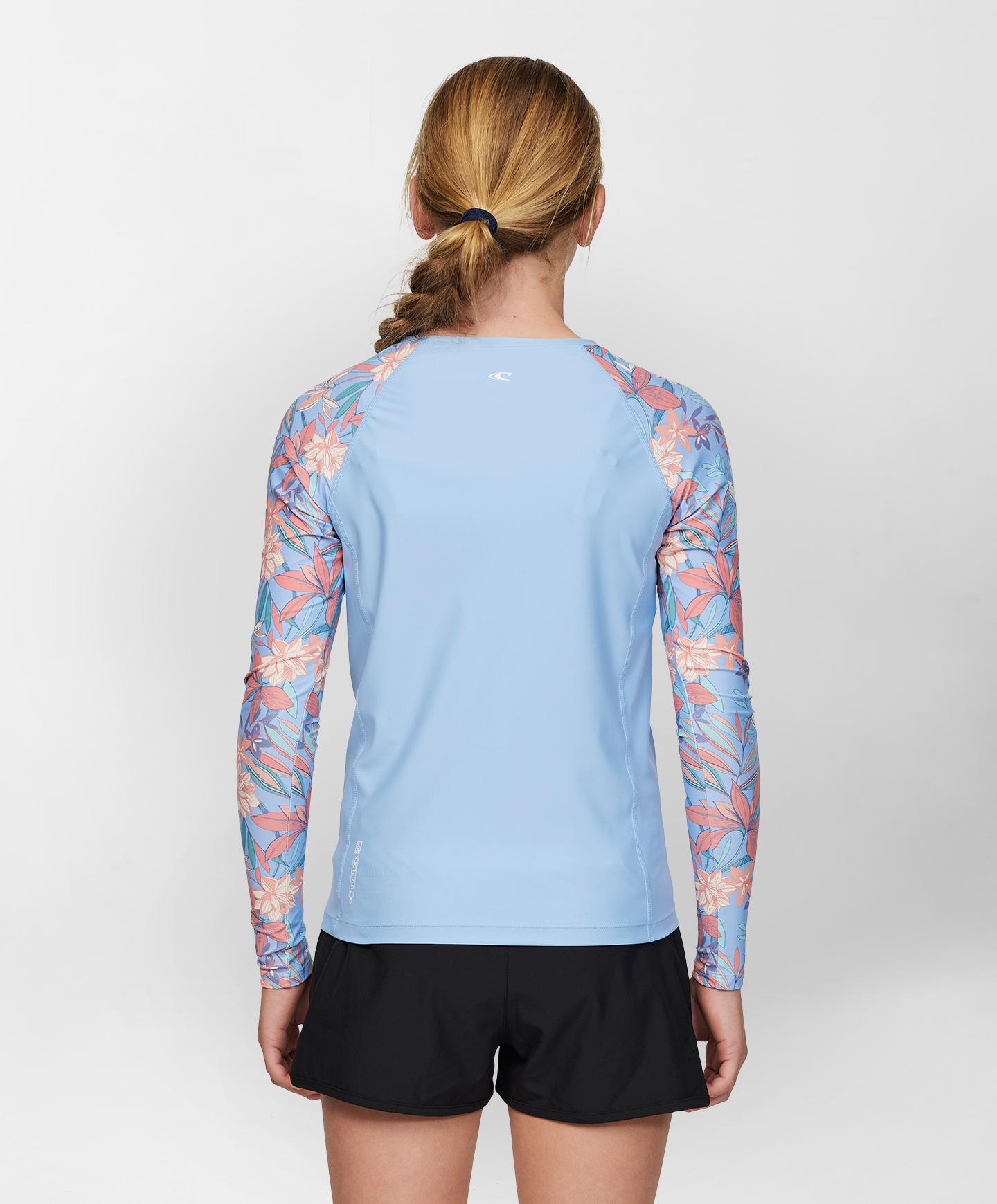 Girls Nixie LS Rash Vest - Blue Floral