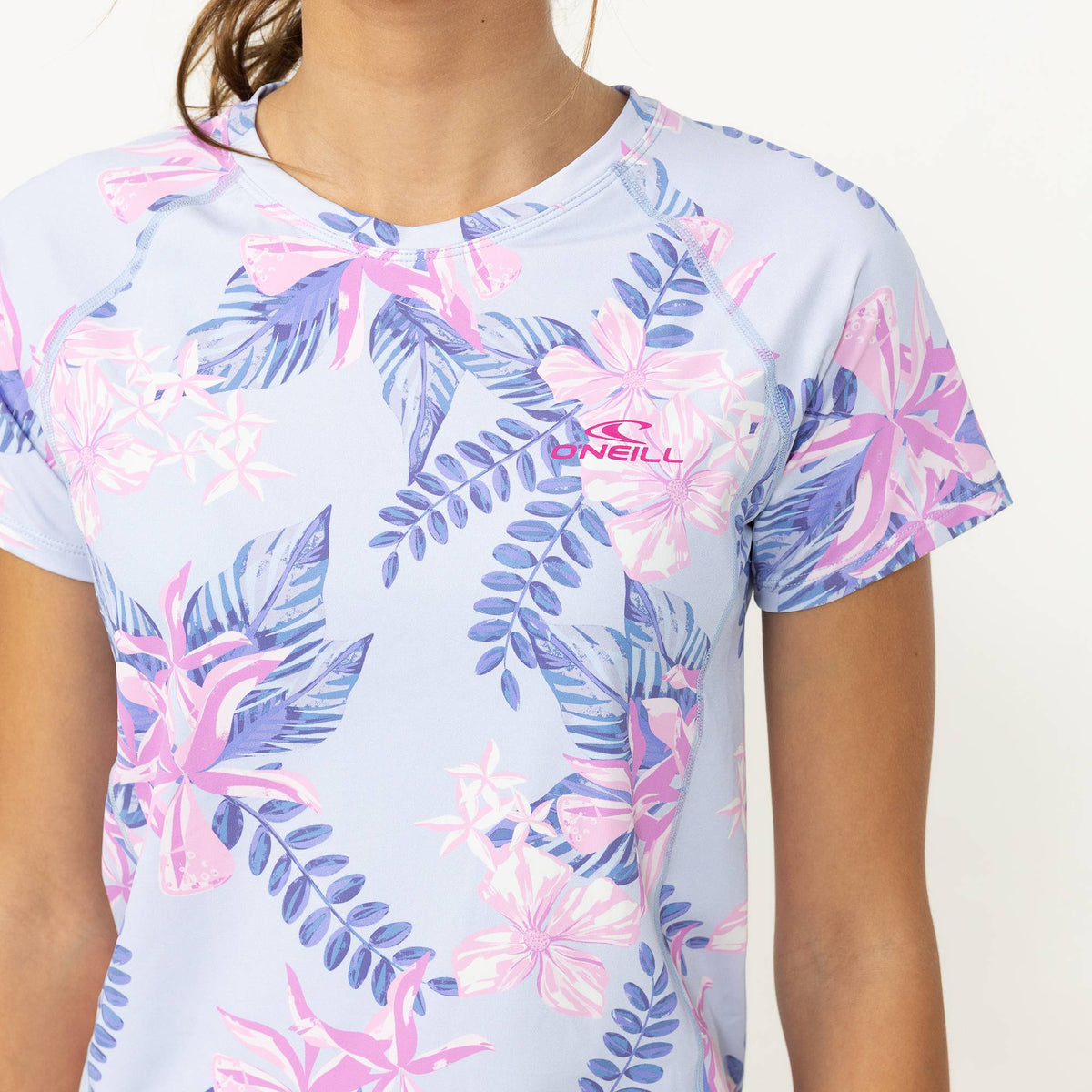 Girl's Nixie Short Sleeve Rash Vest Tee - Tropic Azure