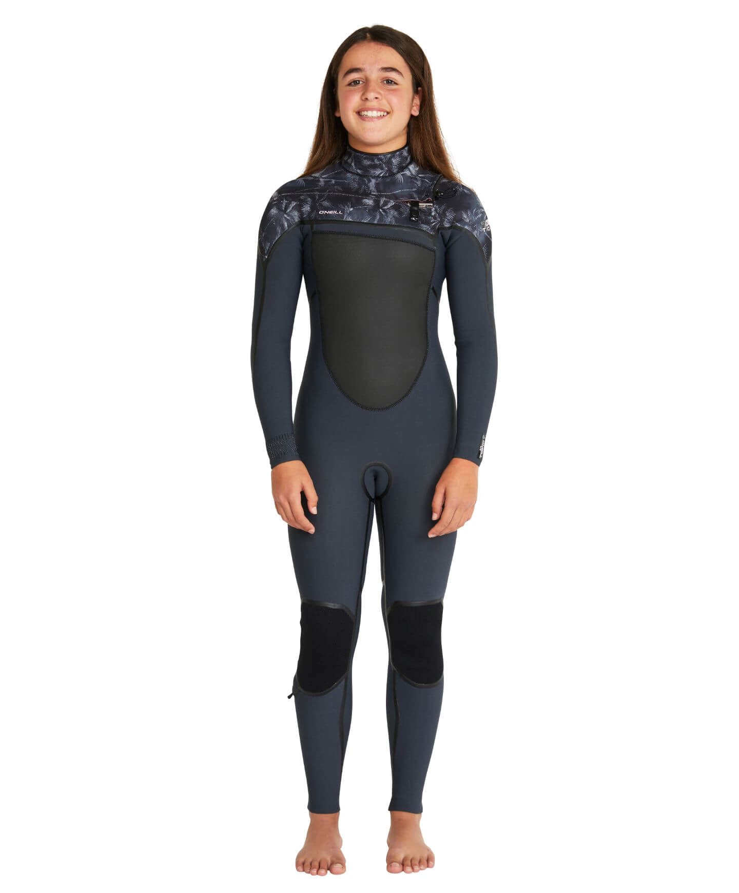 Girl's Psycho Tech 4/3mm Steamer Chest Zip Wetsuit - Gunmetal