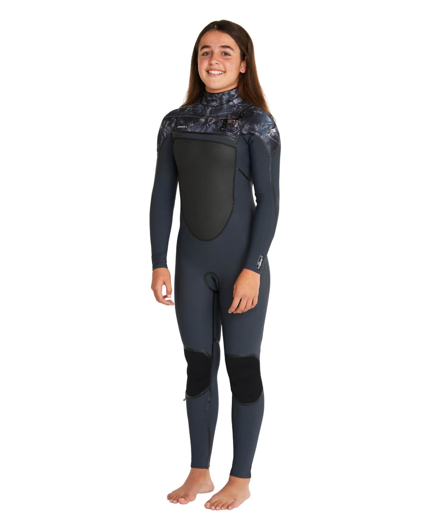 Girl's Psycho Tech 3/2mm Steamer Chest Zip Wetsuit - Gunmetal