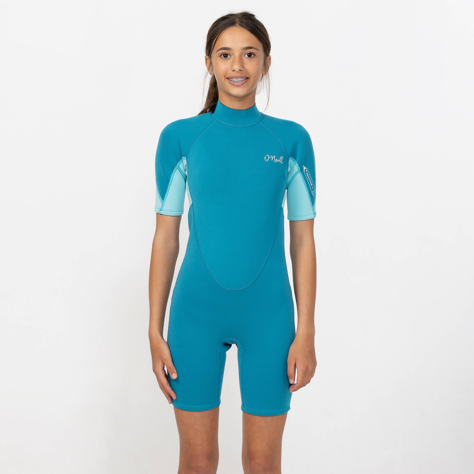 Girl's Reactor 2mm Short Sleeve Spring Suit Back Zip - Blue Curacao