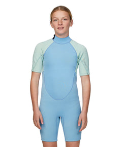 Girls Reactor 2mm Short Sleeve Spring Suit Back Zip - Sky Blue