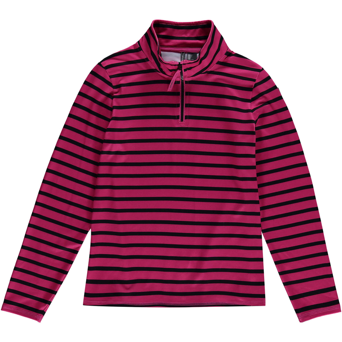 Girls Stripe Snow Fleece Half Zip - Pink AOP / Black