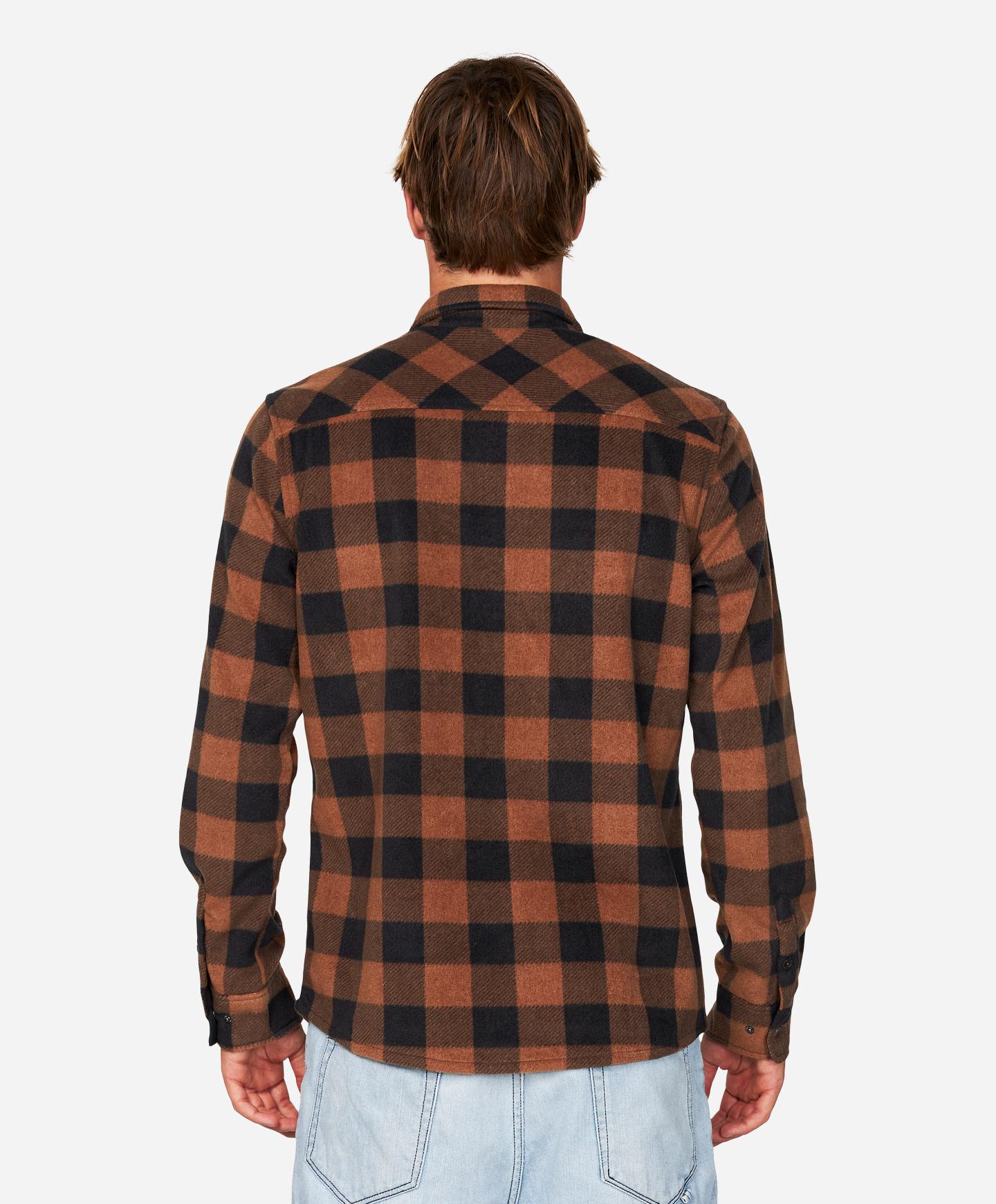 Glacier Plaid Superfleece Flannel Shirt - Brown