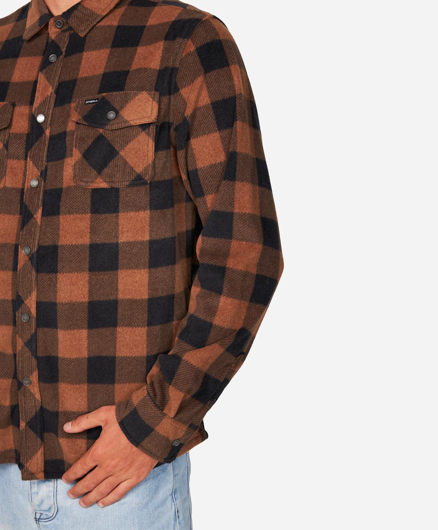 Glacier Plaid Superfleece Flannel Shirt - Brown