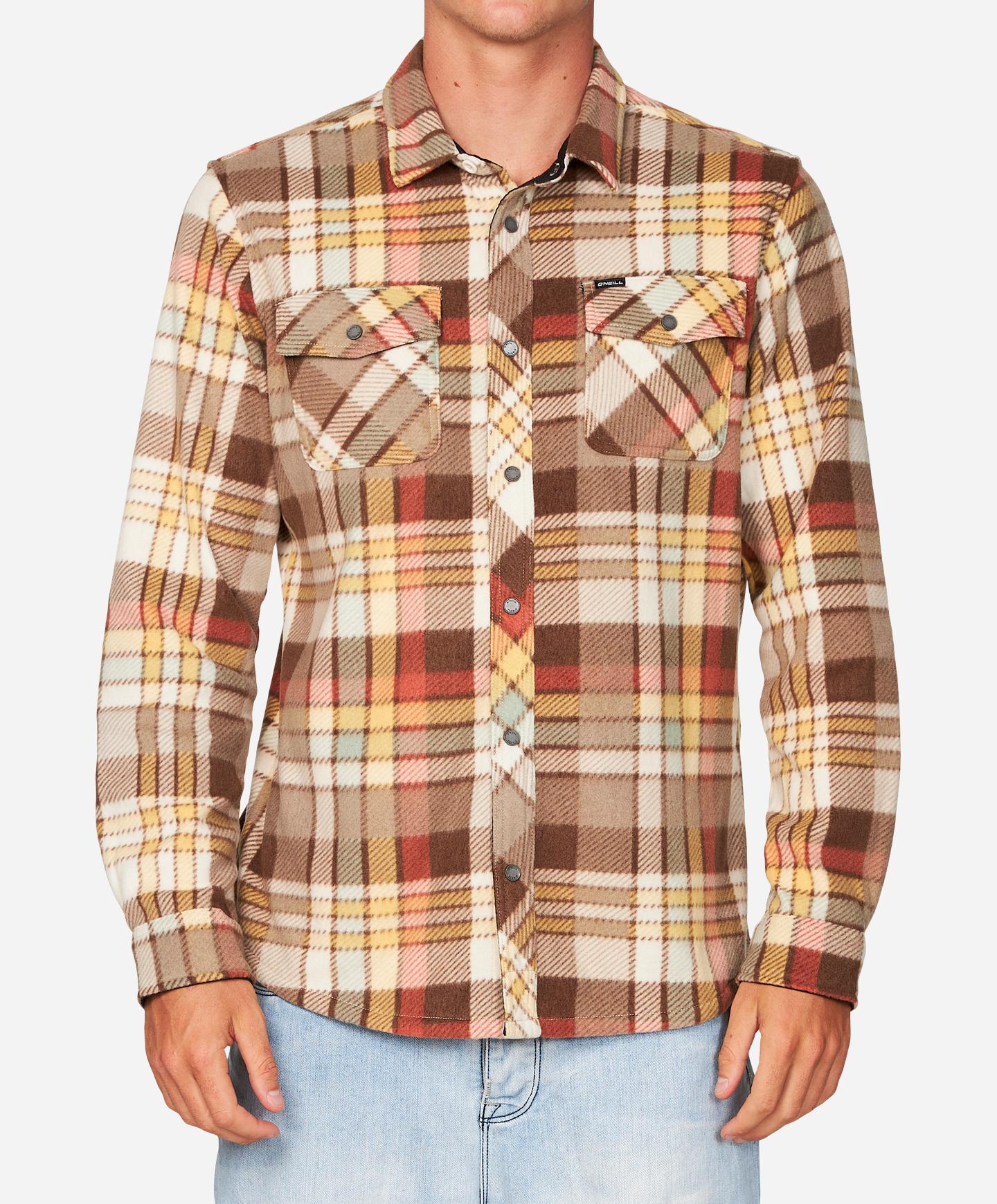 Glacier Plaid Superfleece Flannel Shirt - Light Khaki