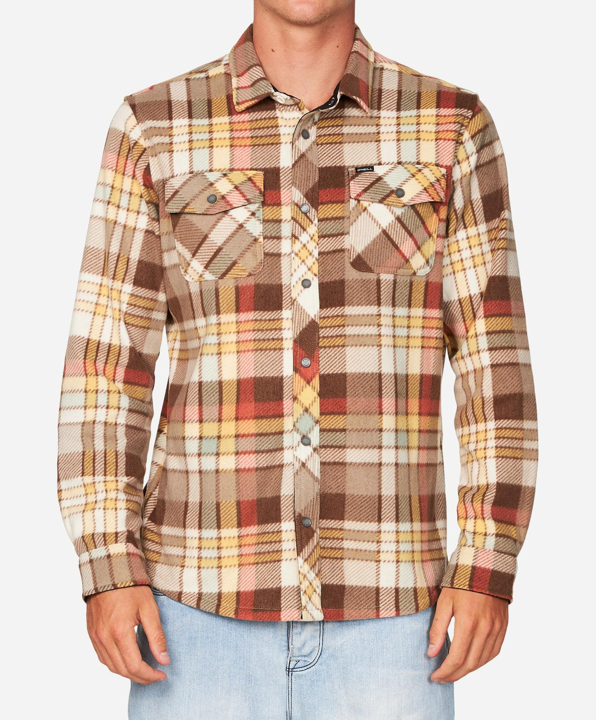 Glacier Plaid Superfleece Flannel Shirt - Light Khaki