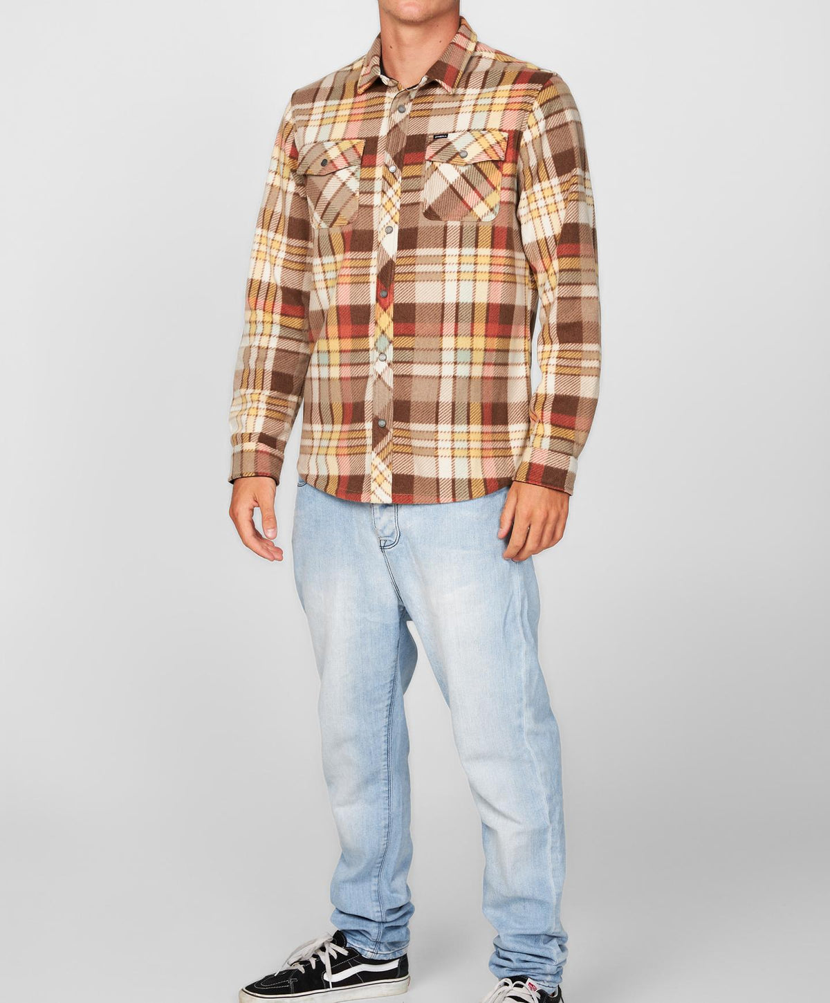 Glacier Plaid Superfleece Flannel Shirt - Light Khaki