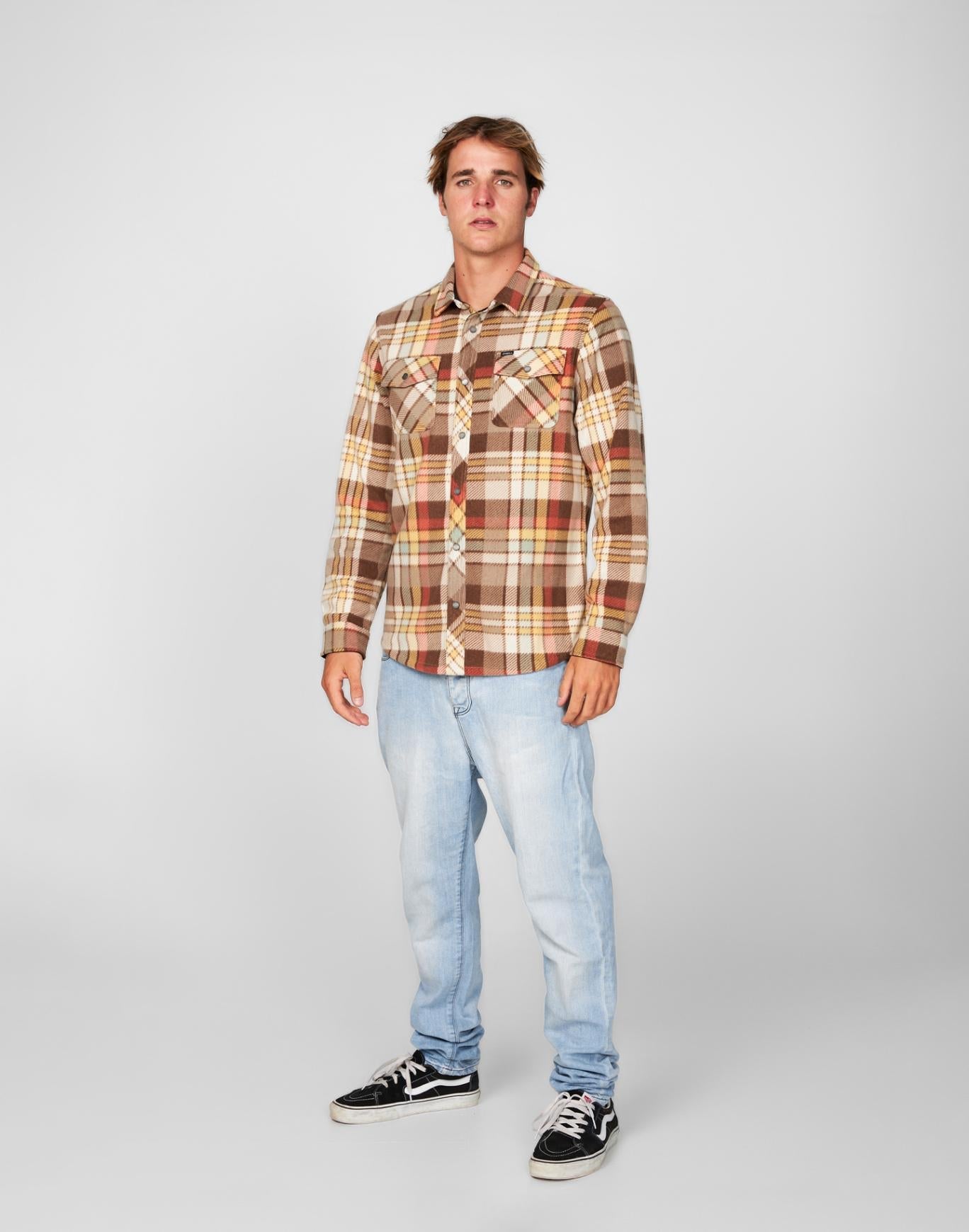 Glacier Plaid Superfleece Flannel Shirt - Light Khaki