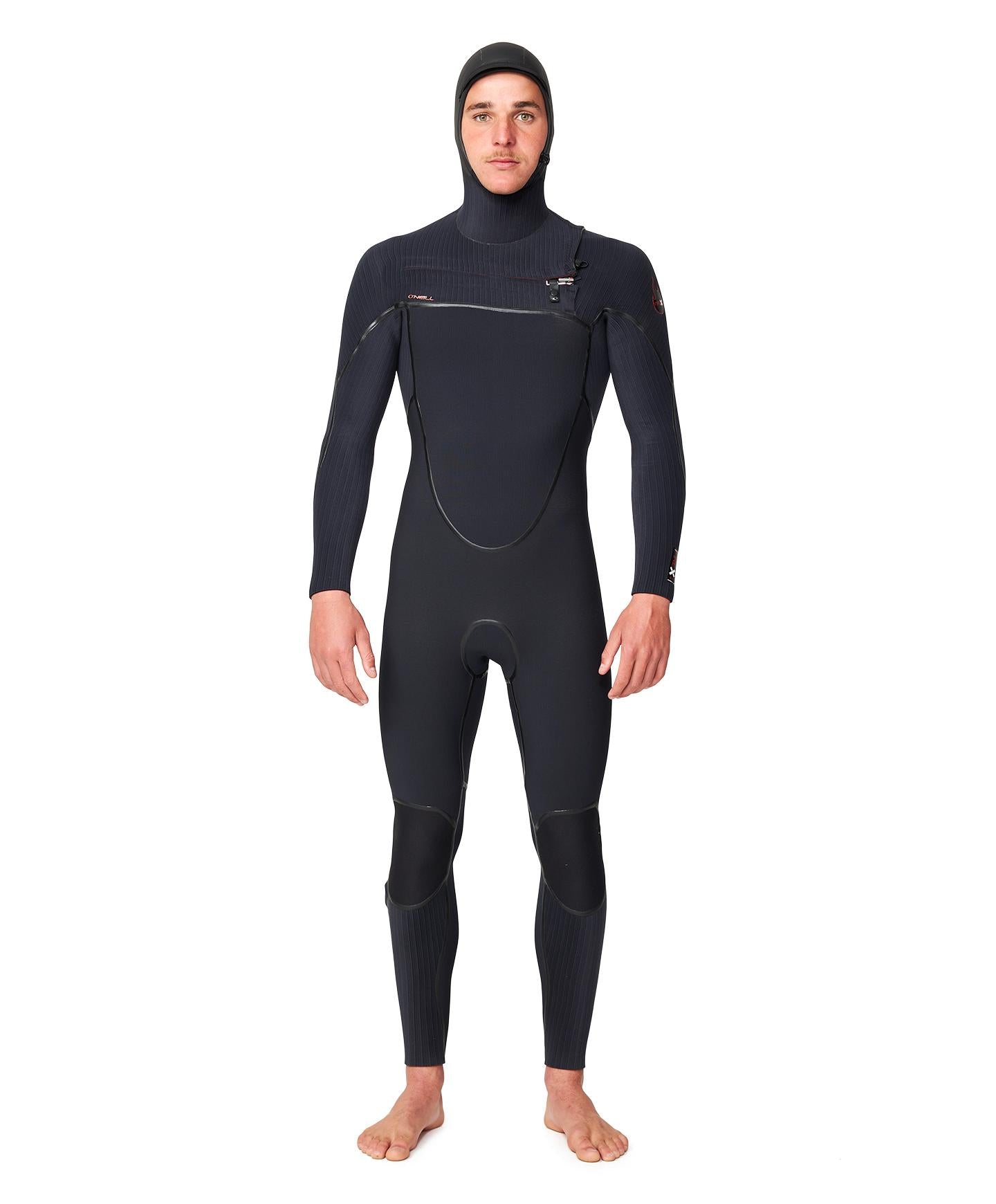 HyperFire X 5/4+mm Hooded Steamer Chest Zip Wetsuit - Black