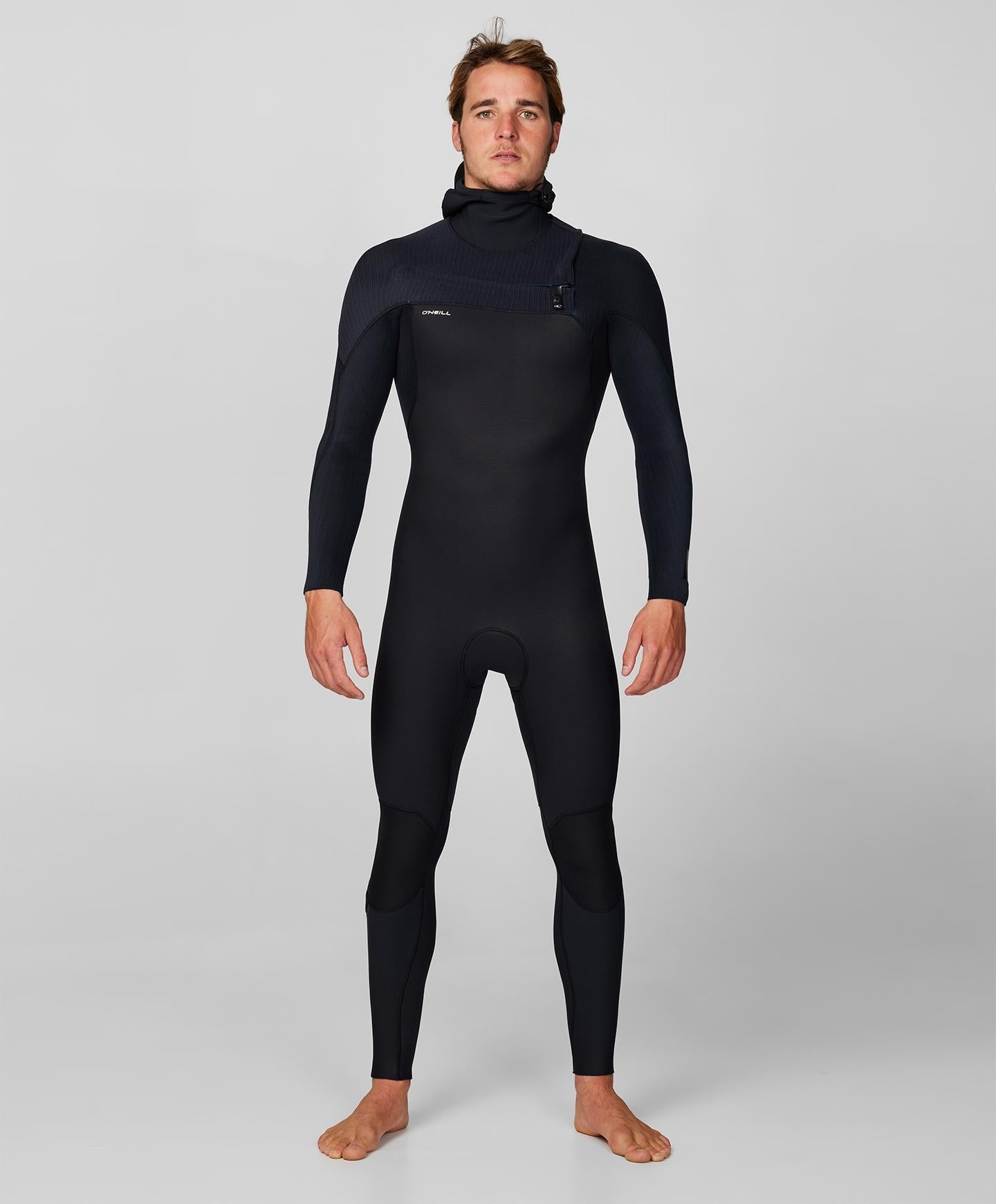 HyperFreak 4/3+ Hooded Steamer Chest Zip Wetsuit - Black