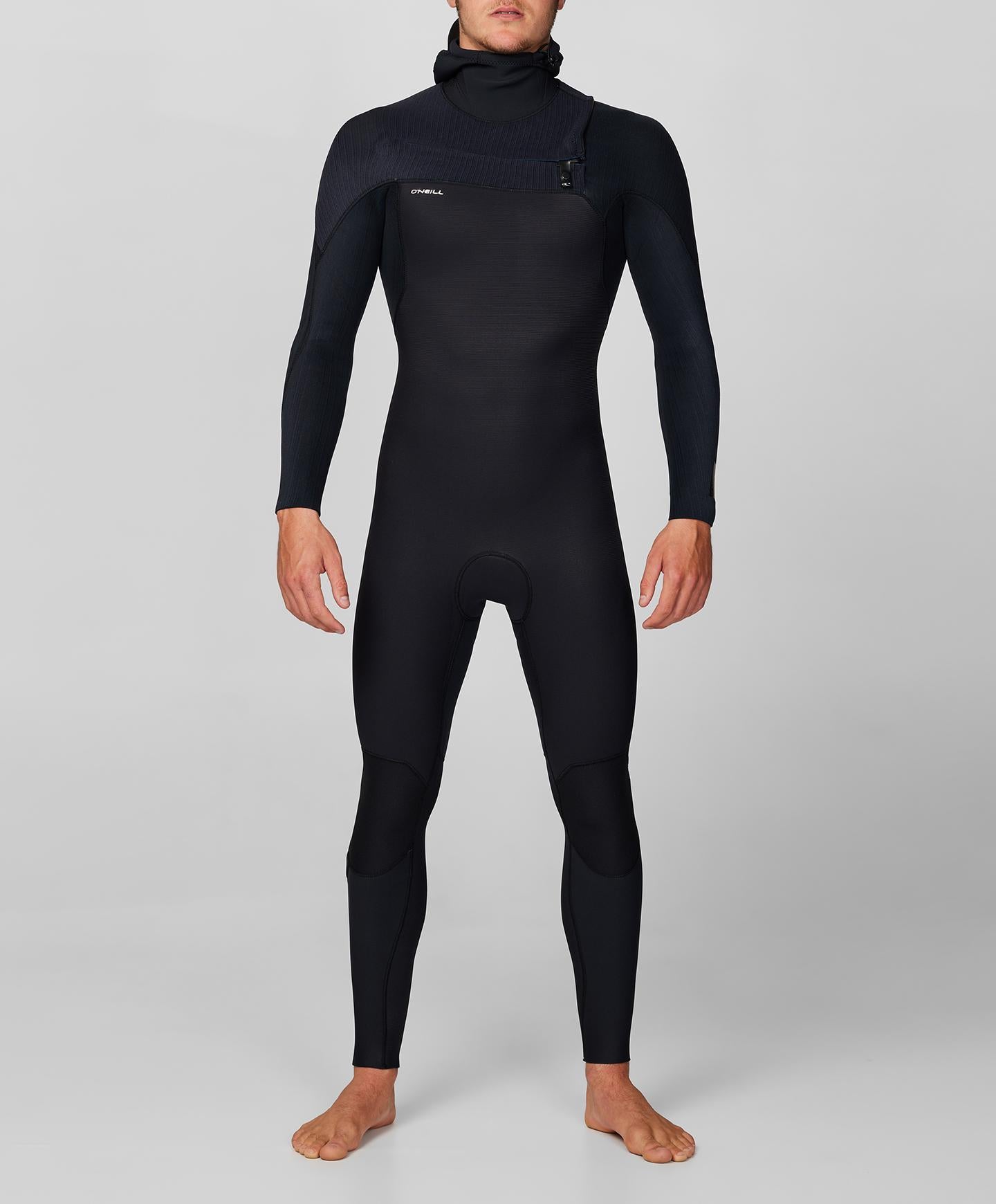 HyperFreak 4/3+ Hooded Steamer Chest Zip Wetsuit - Black