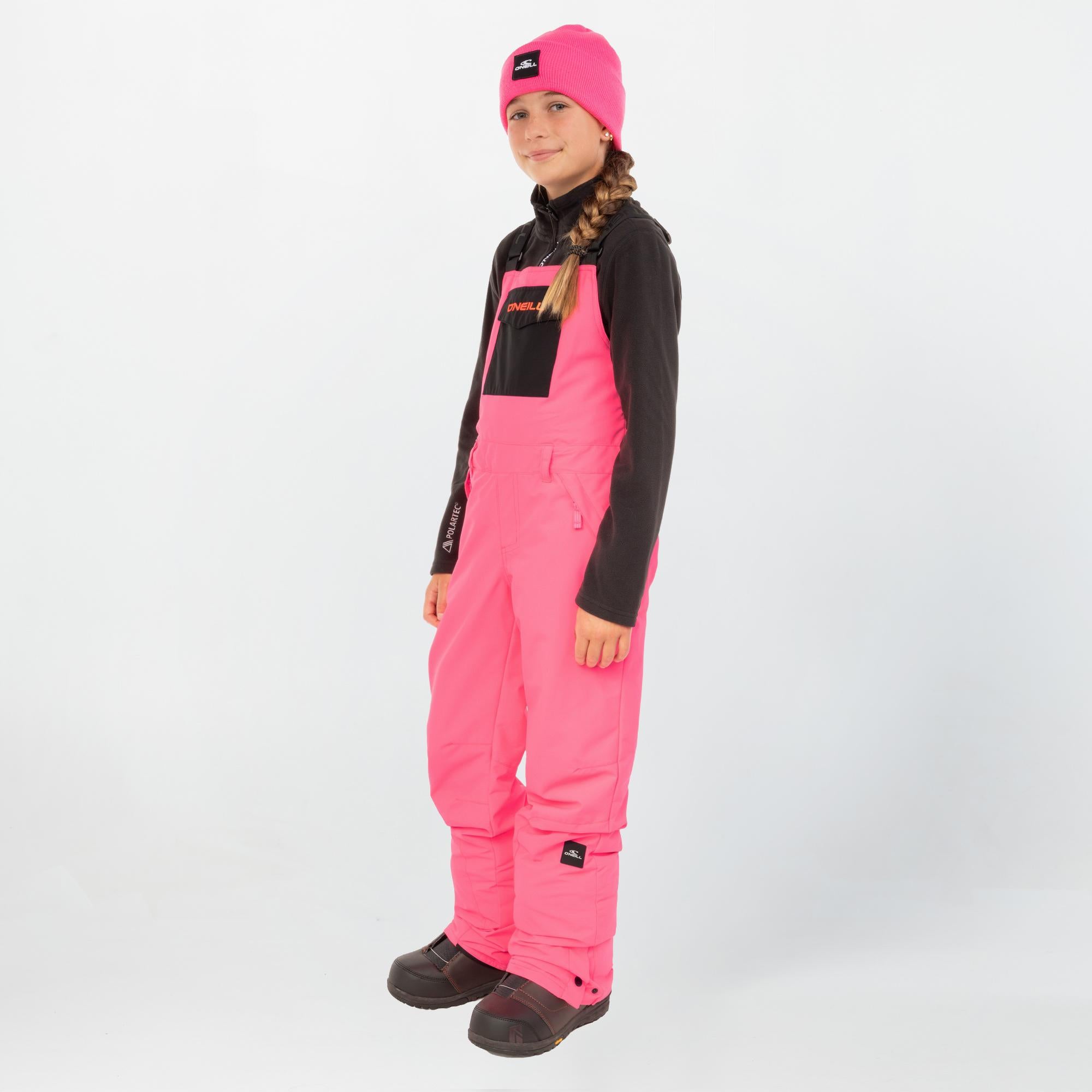 Kid's Bib Pants - Skater Pink Colour Block