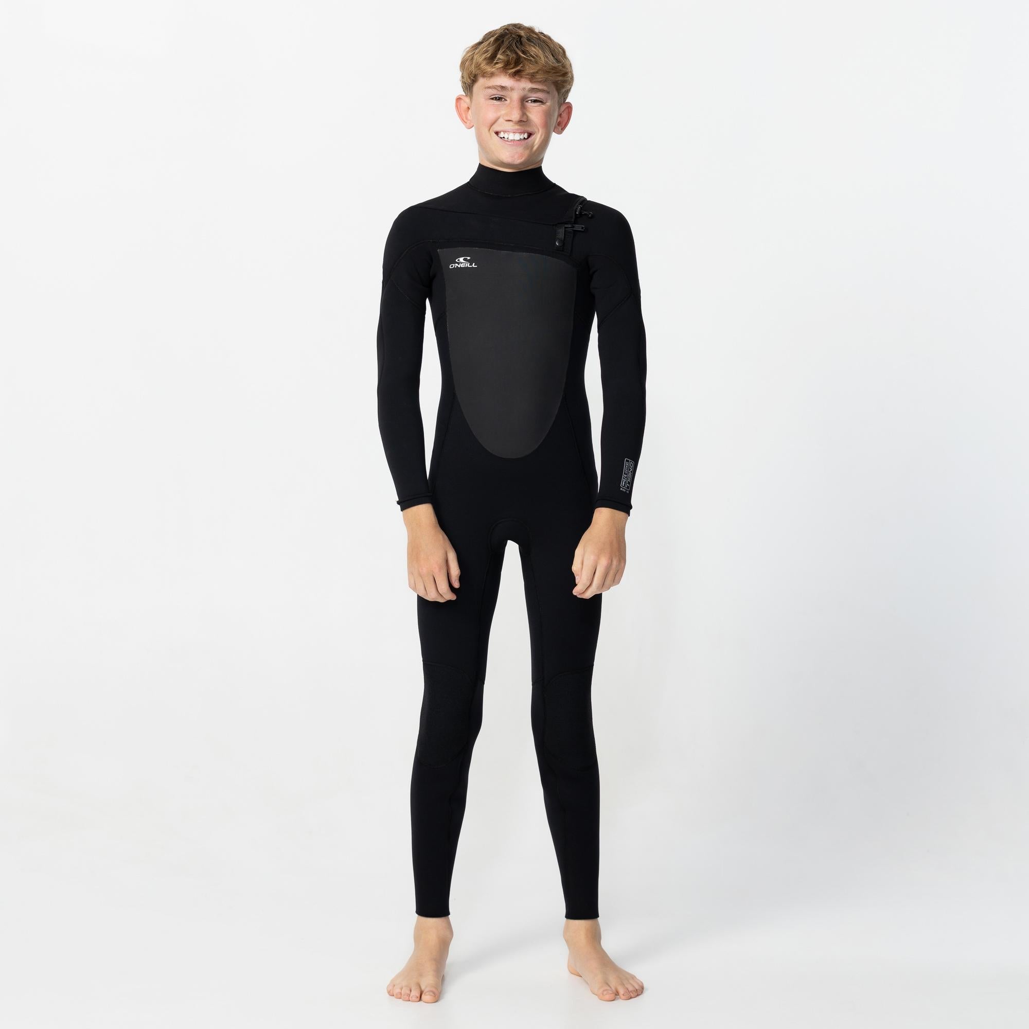 Kid's Focus 3/2mm Steamer Chest Zip Wetsuit - Black