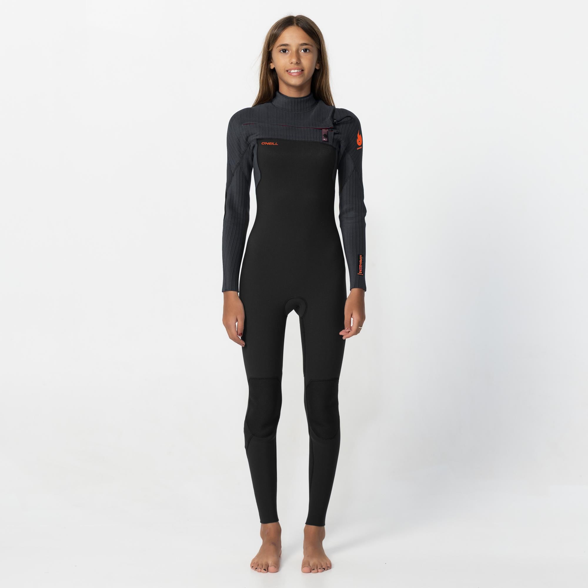 Kid's HyperFire 4/3mm Steamer Chest Zip - Black