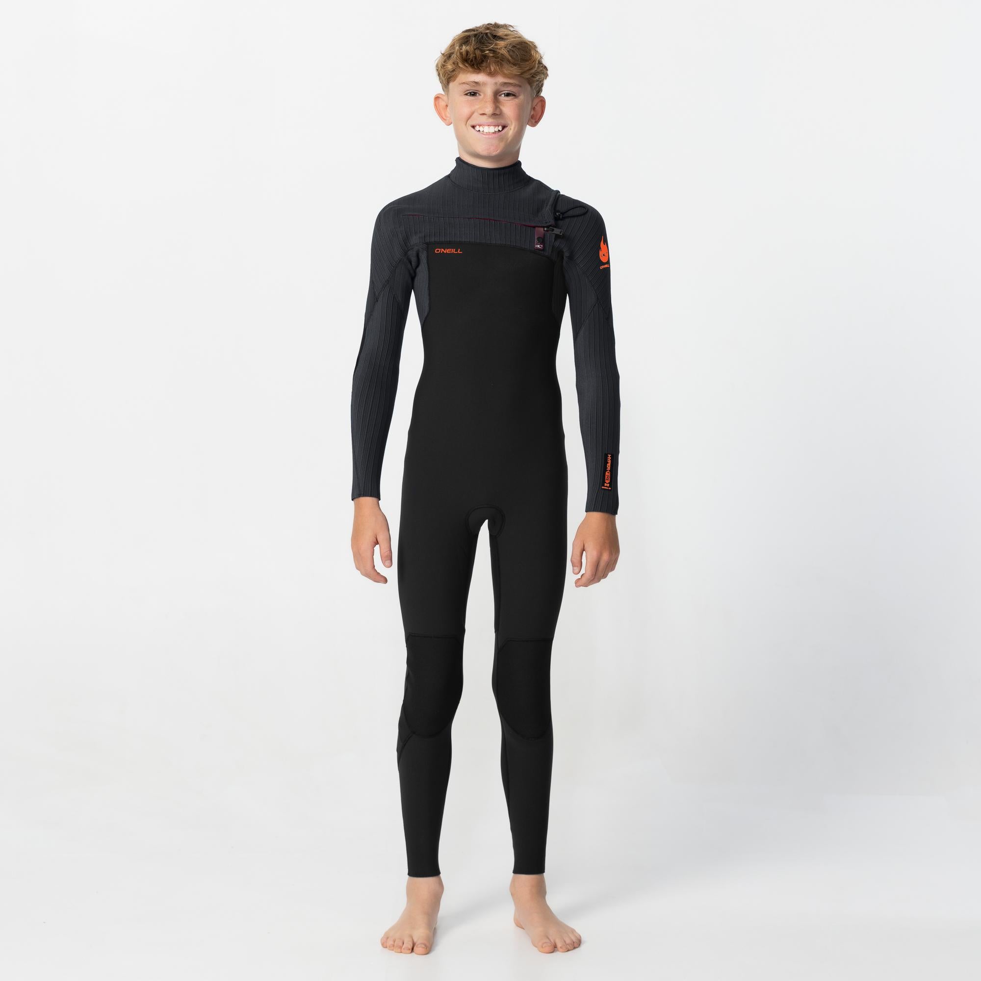 Kid's HyperFire 4/3mm Steamer Chest Zip - Black