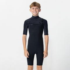 Kids HyperFreak 2mm Short Sleeve Spring Suit Chest Zip - Black