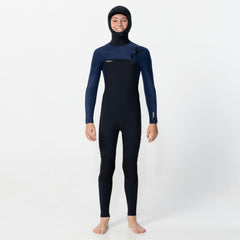 Kids HyperFreak Hooded 5/4+mm Steamer Chest Zip - Black Navy