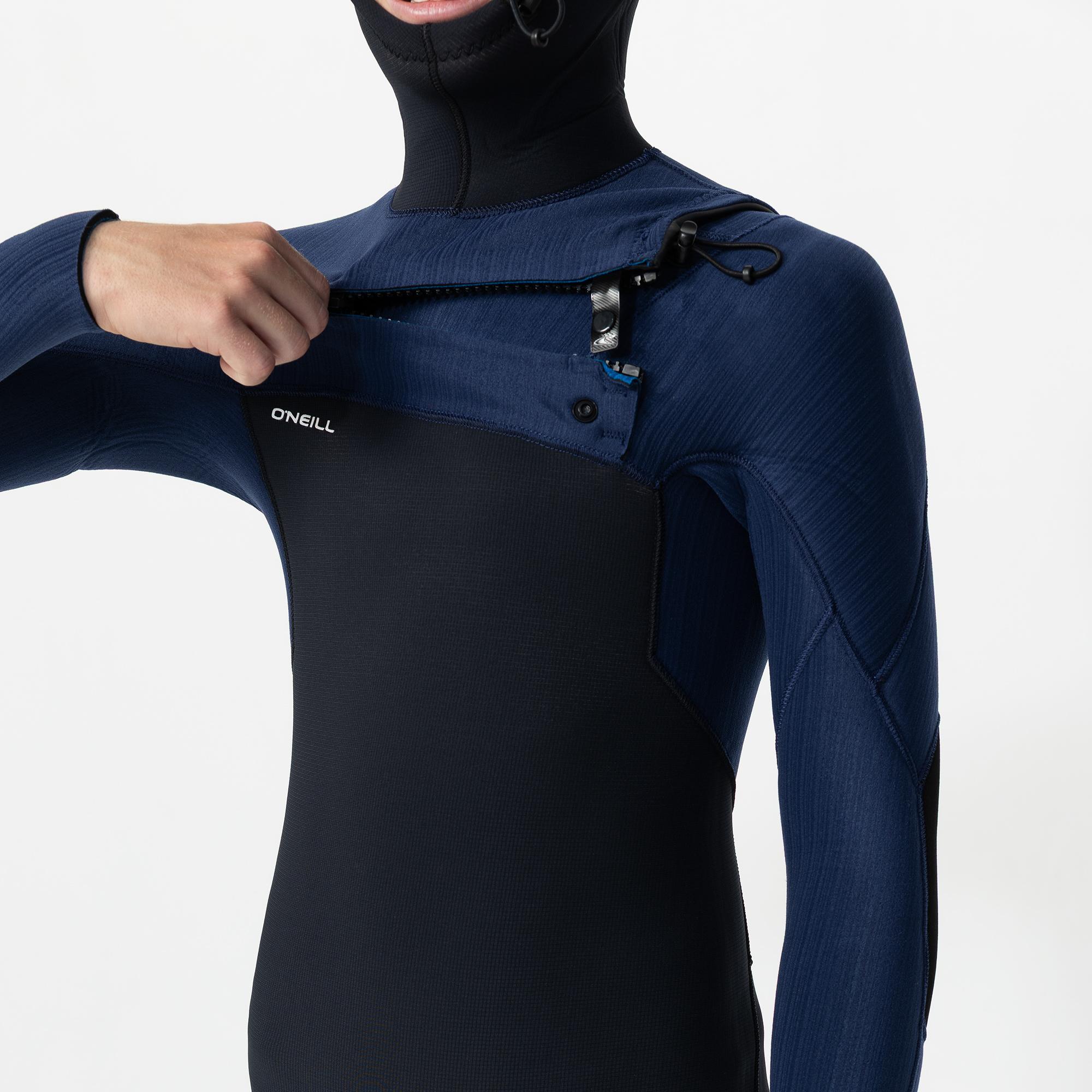 Kid's HyperFreak 5/4+ Hooded Steamer Chest Zip Wetsuit - Black Navy