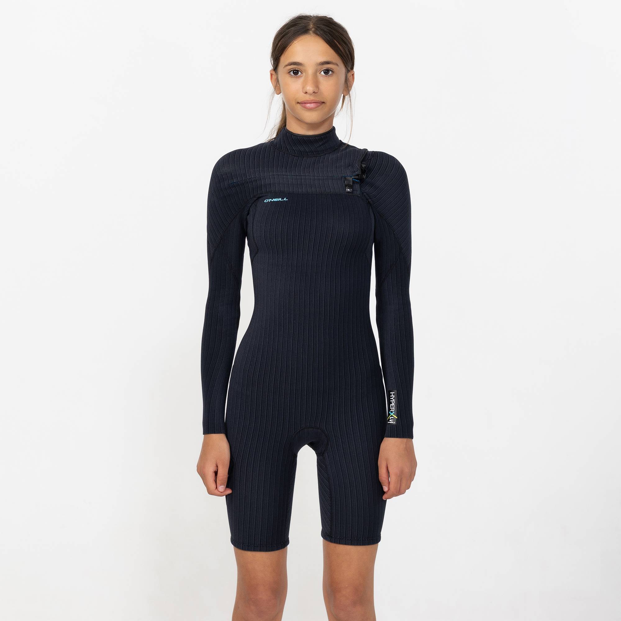 Kid's HyperX 2mm Long Sleeve Spring Suit Chest Zip - Black
