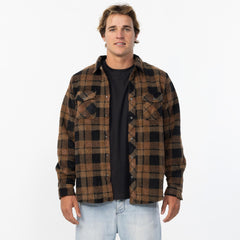 Men's Glacier Plaid High Pile Superfleece - Dark Khaki