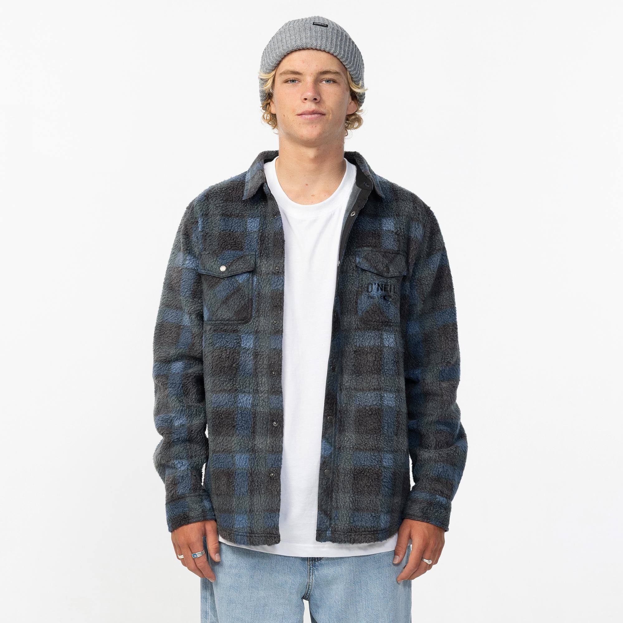Men's Glacier Plaid High Pile Superfleece - Dark Slate