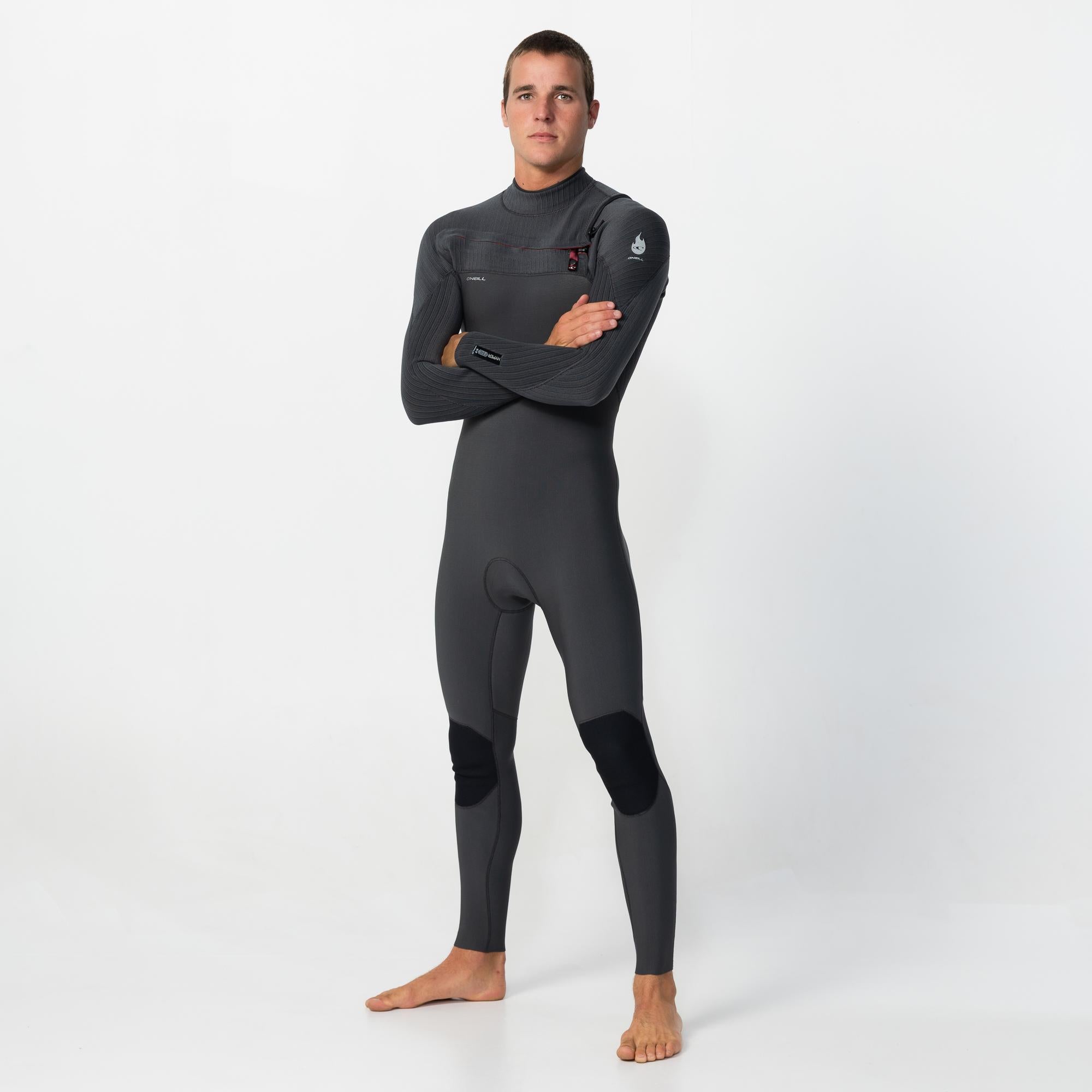 Men's HyperFire 3/2mm Steamer Chest Zip - Steel Grey