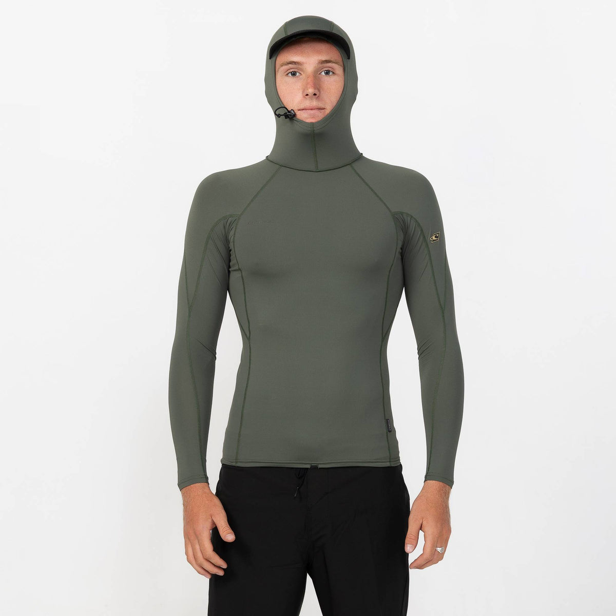 Men's HyperFreak Skins Long Sleeve Hooded Rash Vest - Olive