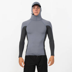 Men's HyperFreak Skins Long Sleeve Hooded Rash Vest - Steel Grey