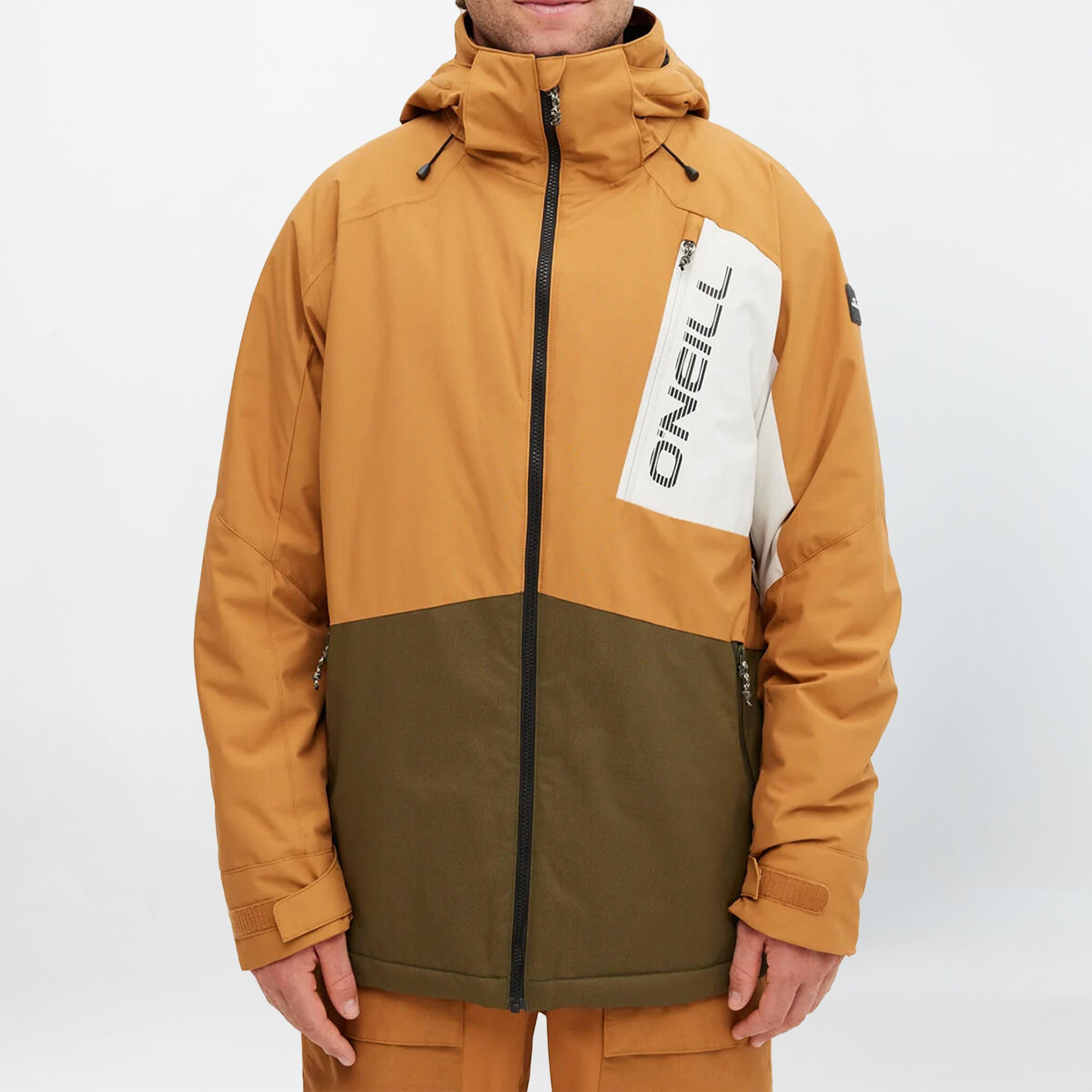 Men's Jacksaw Snow Jacket - Rich Caramel Colour Block