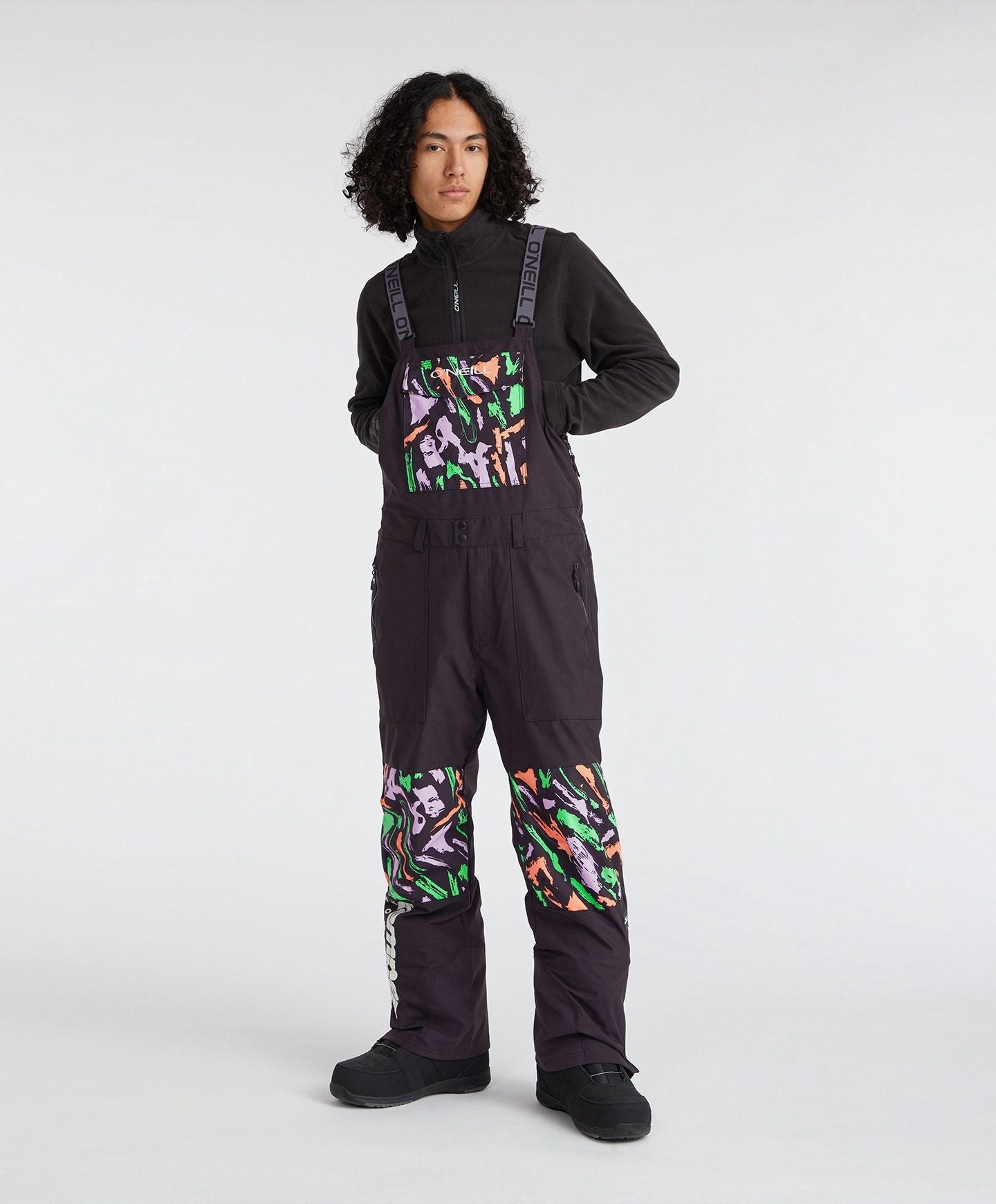 Men's Shred Bib Snow Pants - Black Kemper Print