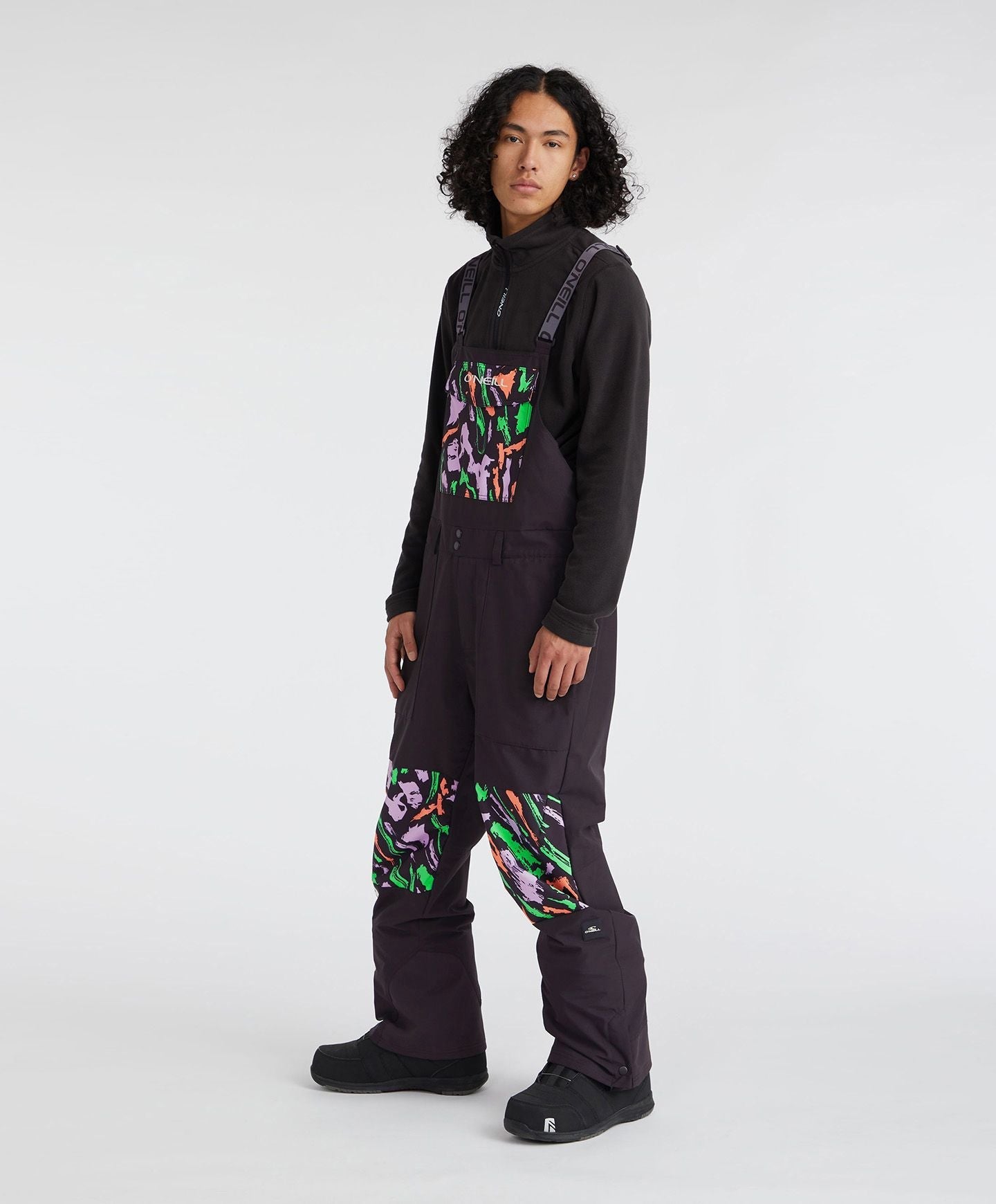 Men's Shred Bib Snow Pants - Black Kemper Print