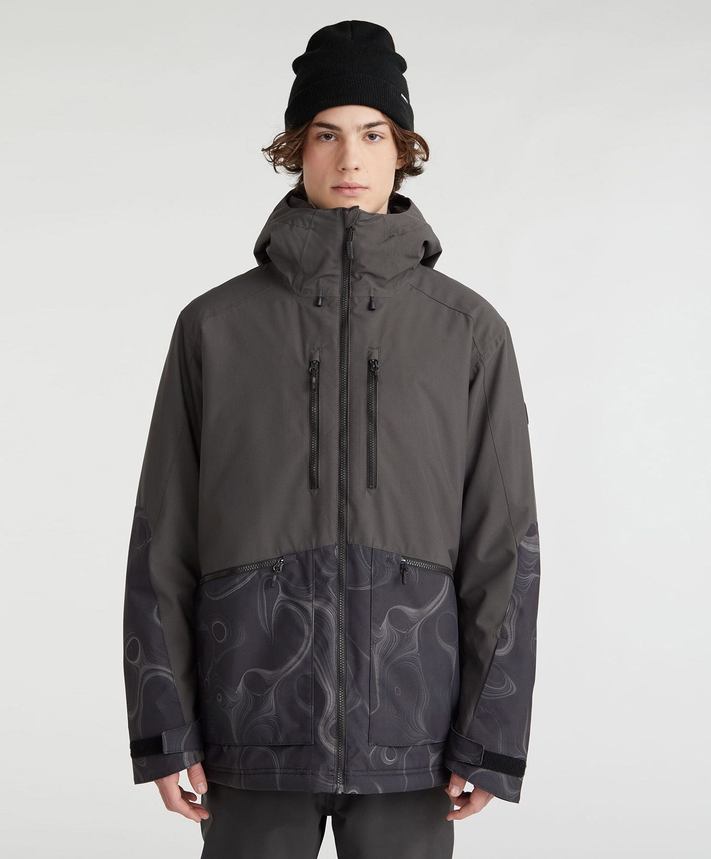 Men's Texture Snow Jacket - Black Out Colour Block