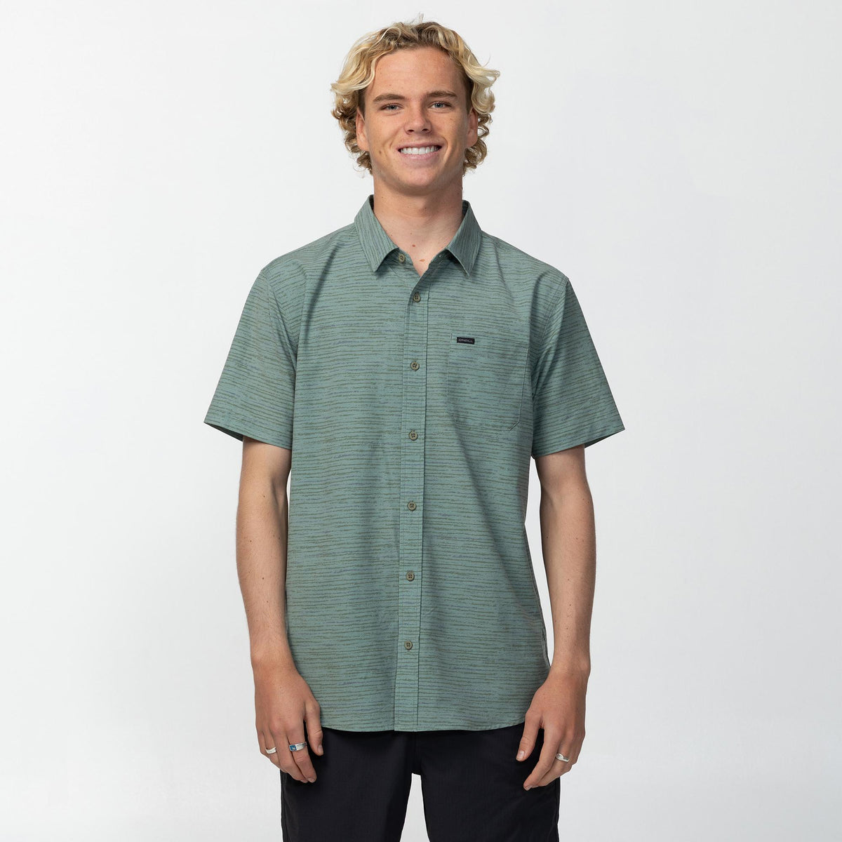 Men's TRVLR UPF Traverse Stripe Standard Shirt - Sage Green