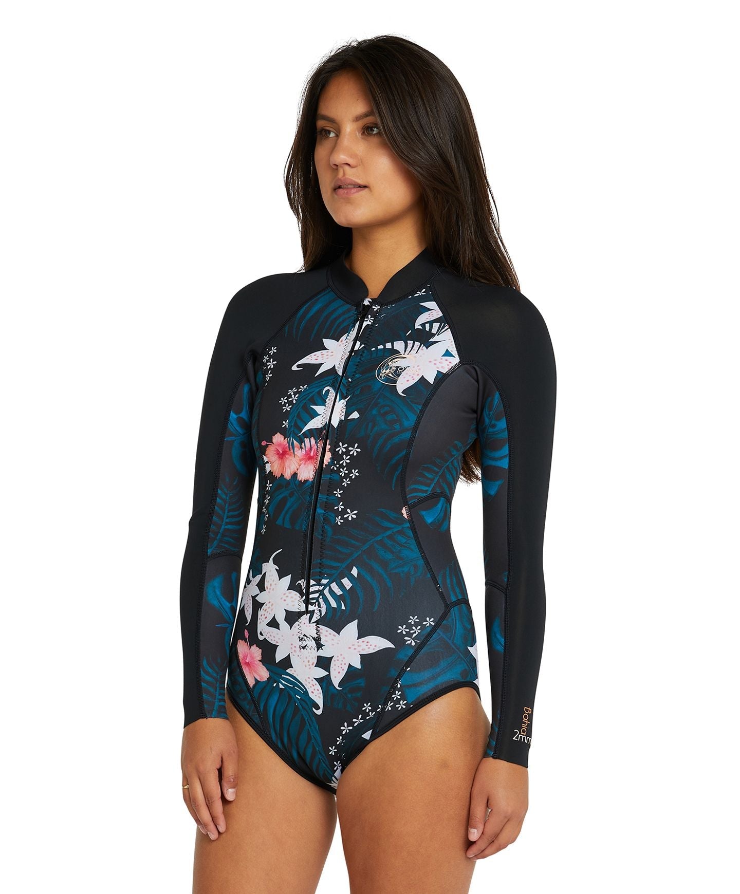 Women's Bahia 2mm Long Sleeve Cheeky Spring Suit Wetsuit - Hibiscus