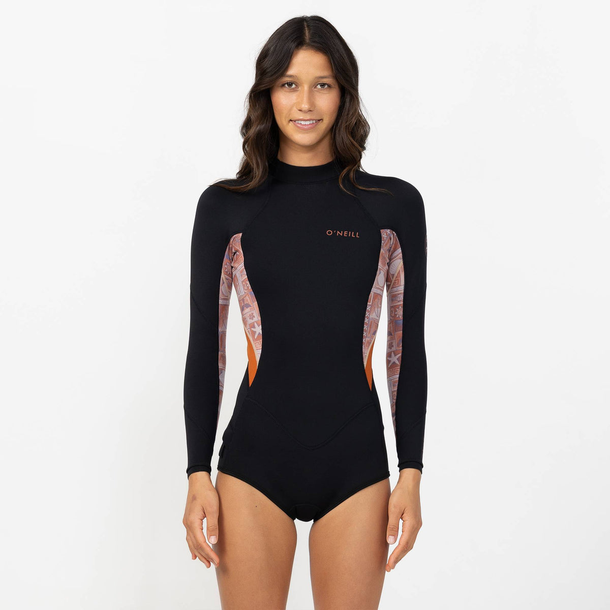 Women's Bahia 2mm Long Sleeve Mid Spring Suit Back Zip - Tangerine Tile