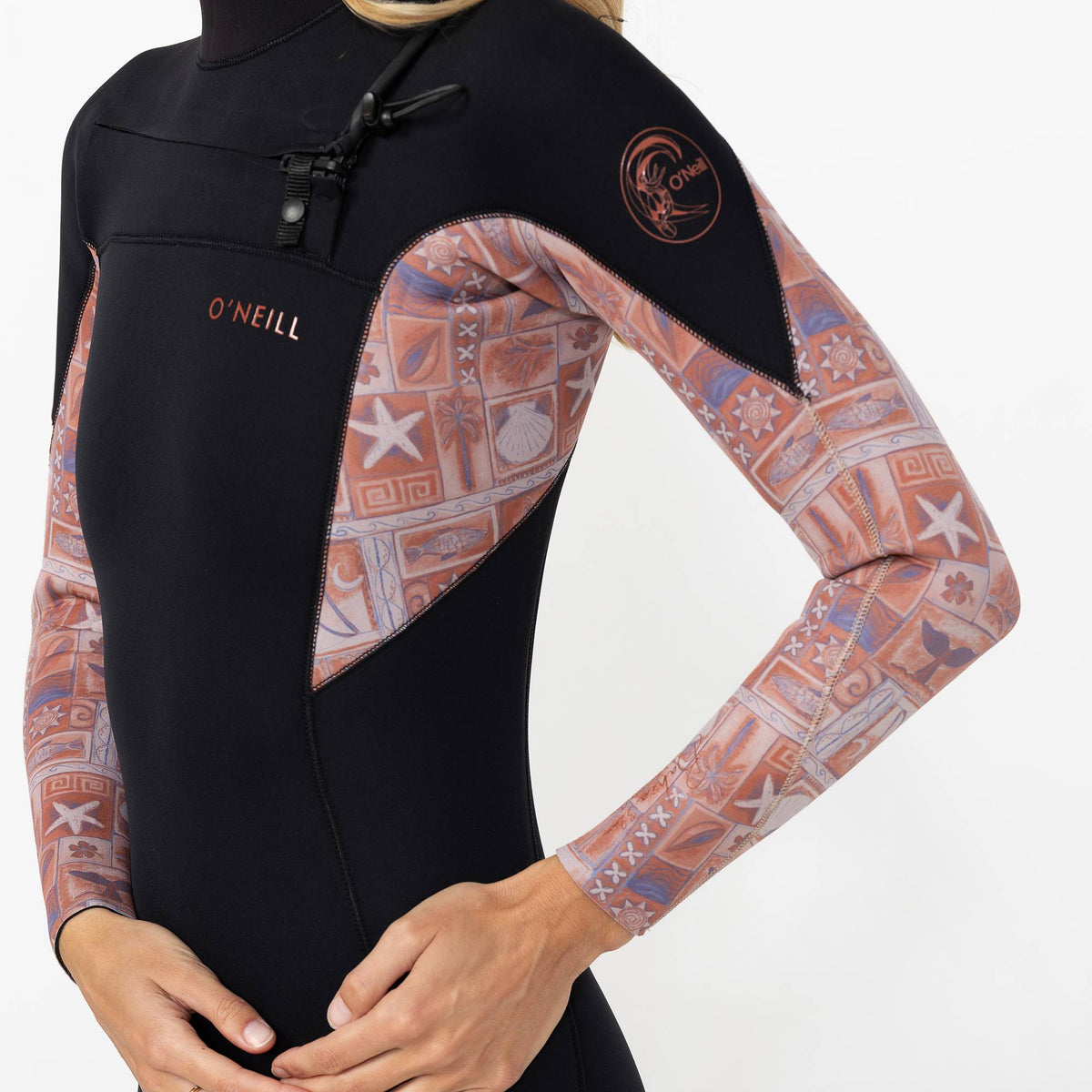 Women's Bahia 3/2mm Steamer Chest Zip - Tangerine Tile