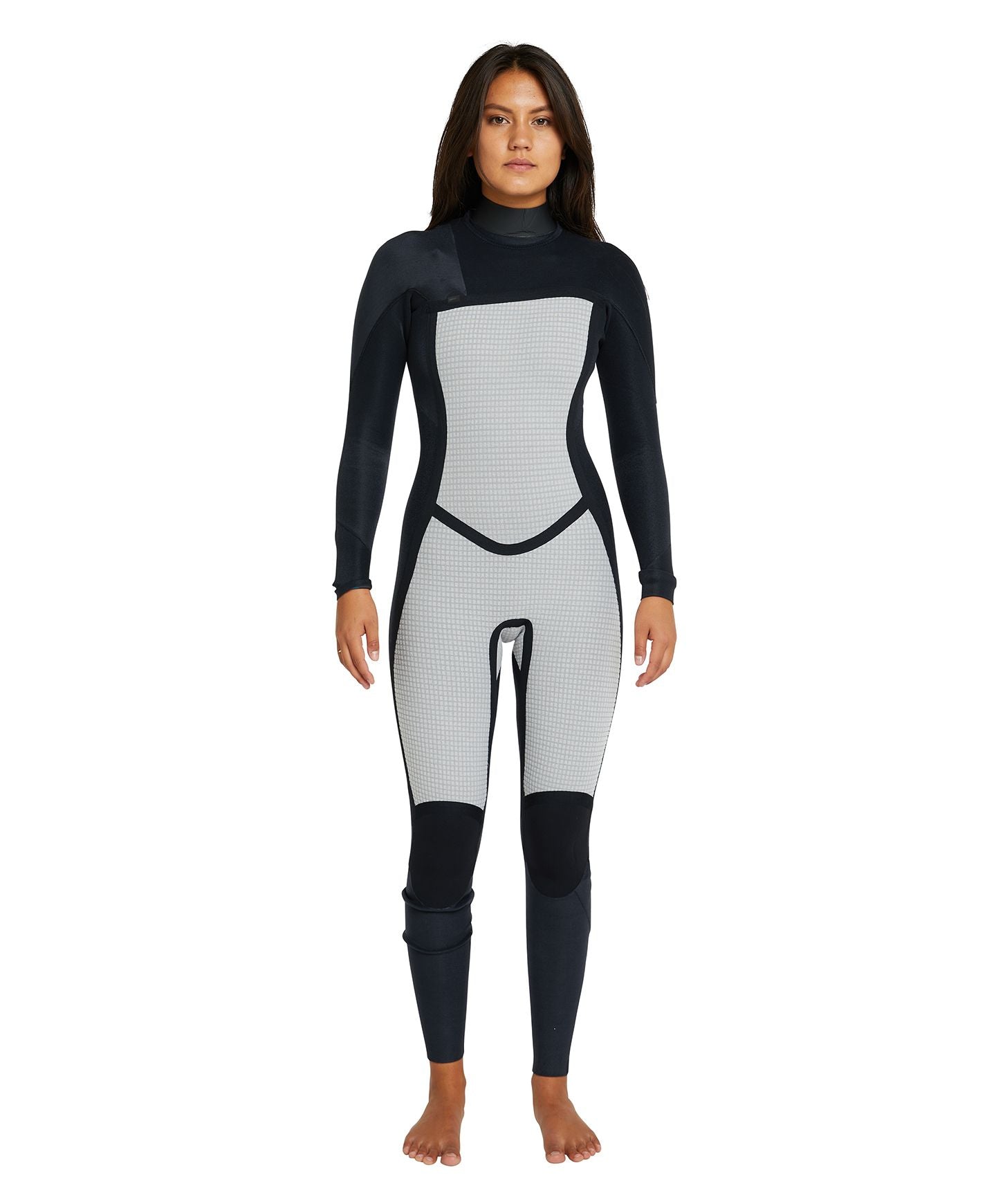 Women's Bahia 3/2mm Steamer Chest Zip Wetsuit - Black Hibiscus