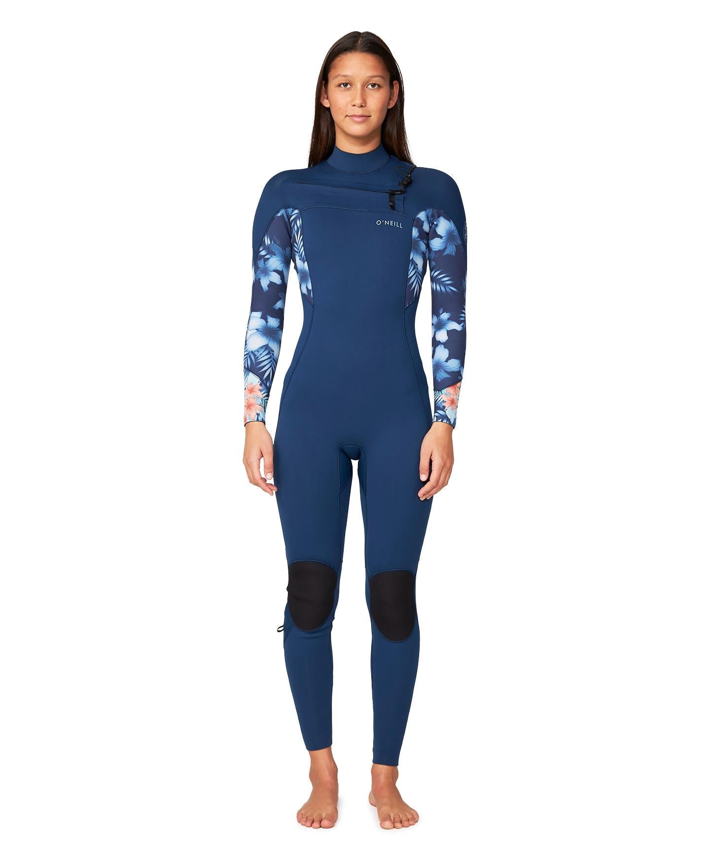 Women's Bahia 3/2mm Steamer Chest Zip Wetsuit - Bali Blue