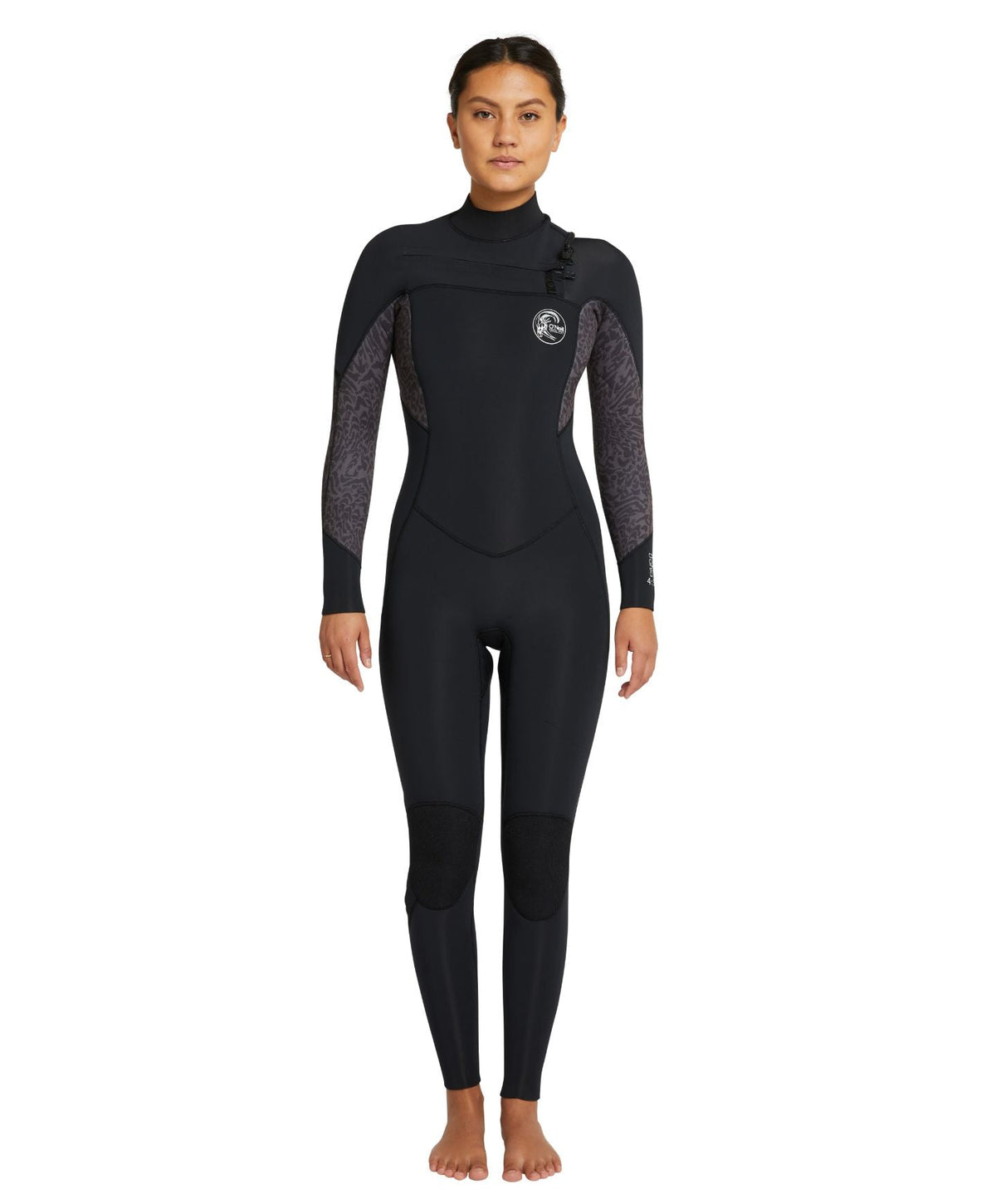 Women's Bahia 4/3mm Steamer Chest Zip Wetsuit - Black Night Reef