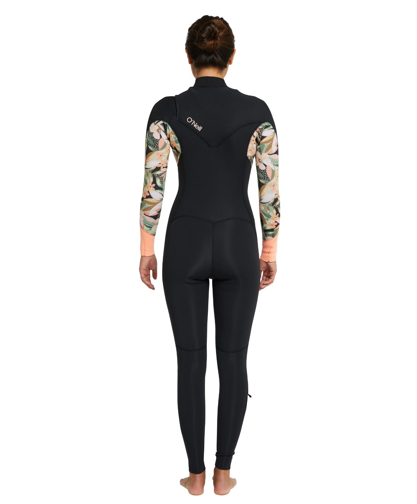 Women's Bahia 4/3mm Steamer Chest Zip Wetsuit - Black Wild Papaya