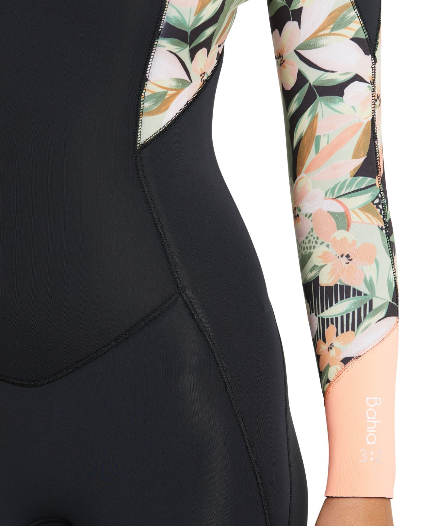 Women's Bahia 4/3mm Steamer Chest Zip Wetsuit - Black Wild Papaya