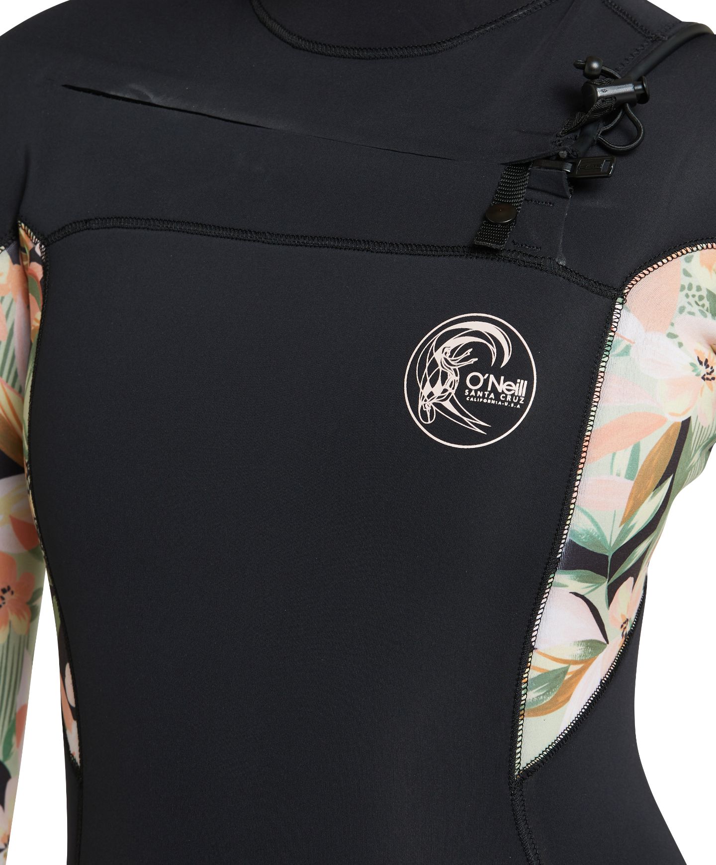 Women's Bahia 4/3mm Steamer Chest Zip Wetsuit - Black Wild Papaya