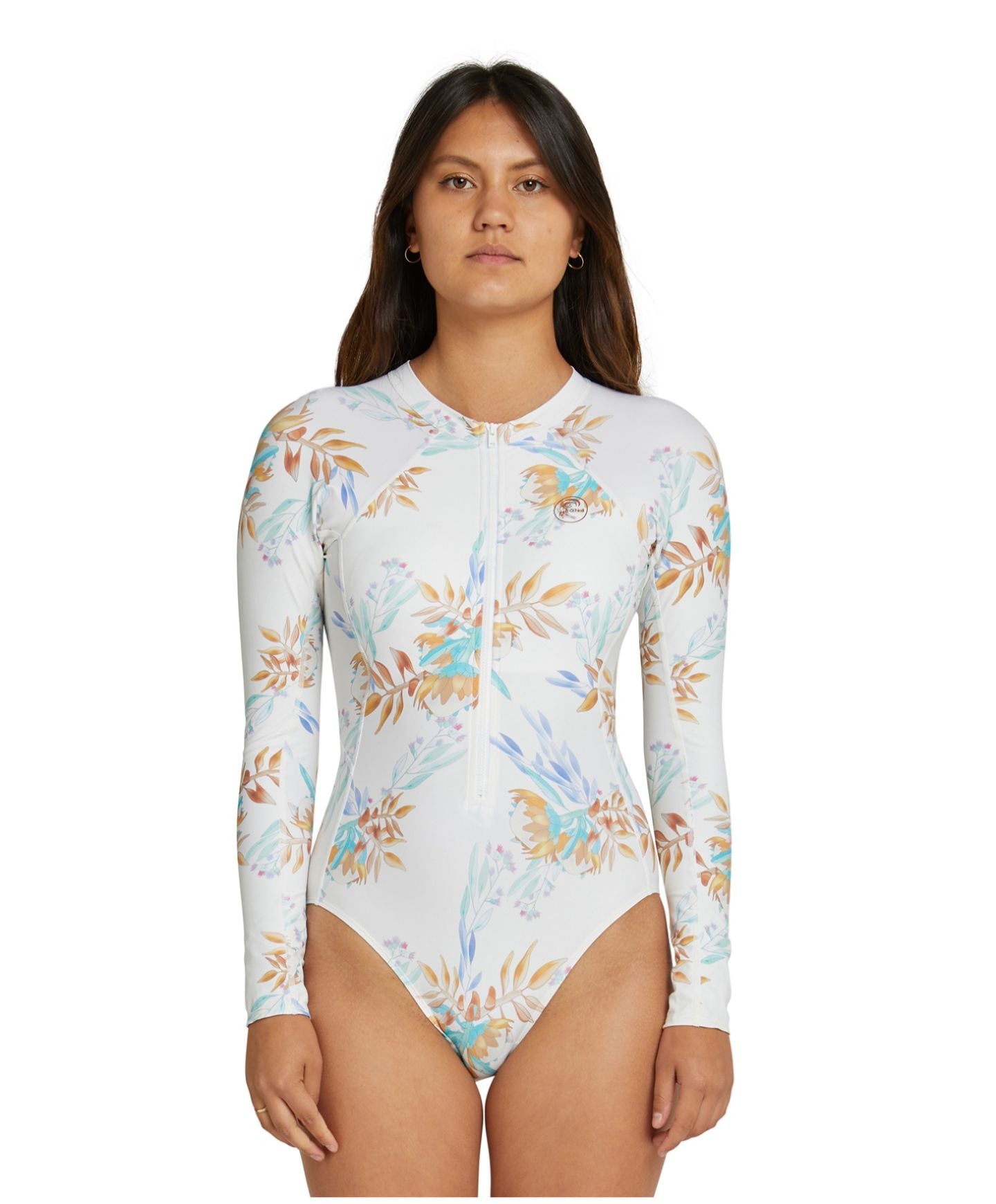 Women's Bahia Cutout Front Zip Long Sleeve Surfsuit - Australiana White