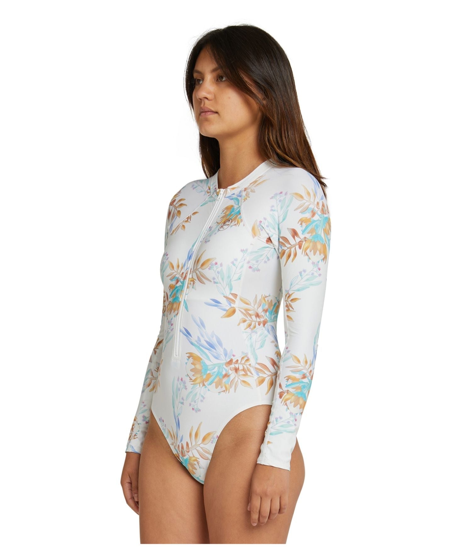 Women's Bahia Cutout Front Zip Long Sleeve Surfsuit - Australiana White