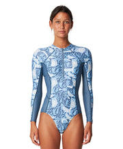 Women's Bahia Lycra Half FZ Surf Suit - Check Mosaic