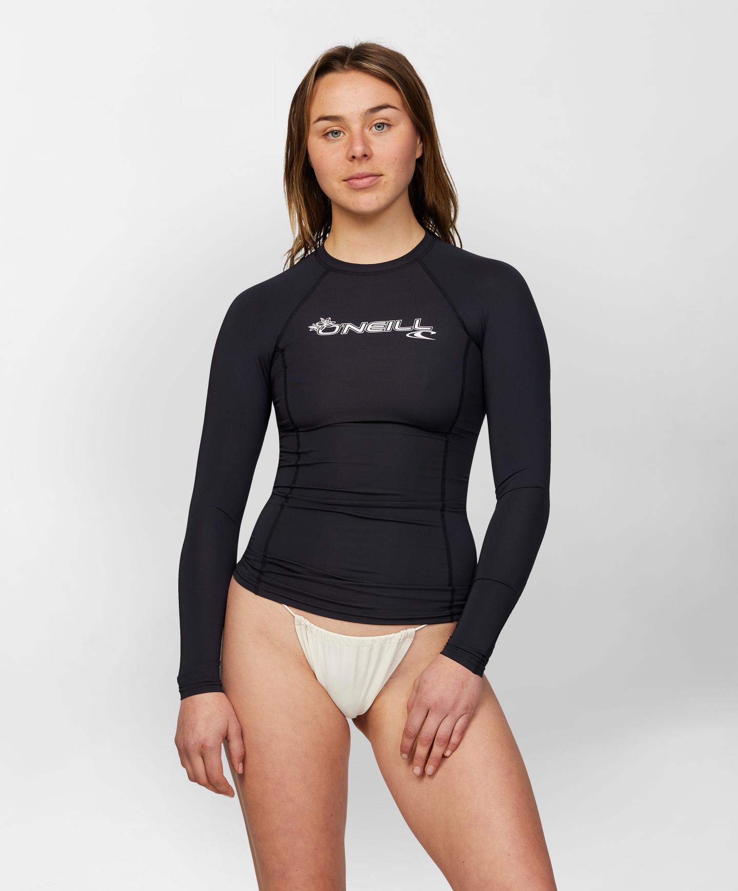 Womens Basic LS Rash Vest - Black