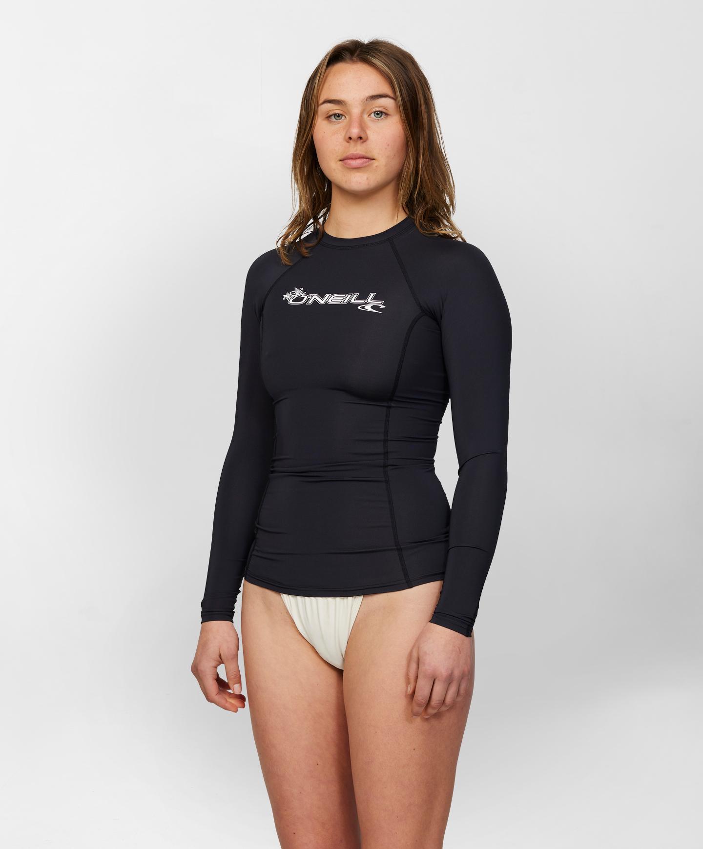 Womens Basic LS Rash Vest - Black