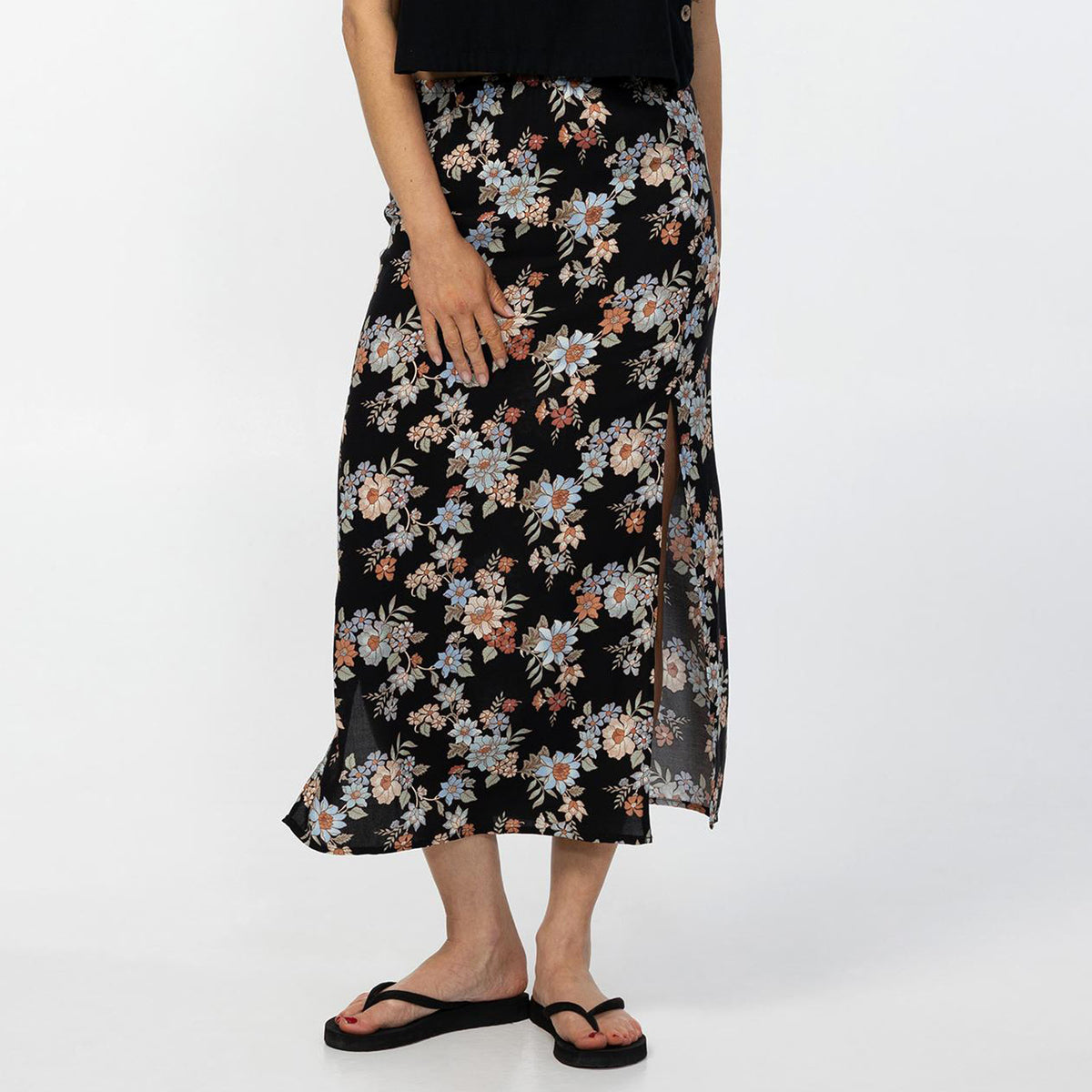 Women's Bellamy Bali Floral Midi Skirt - Black